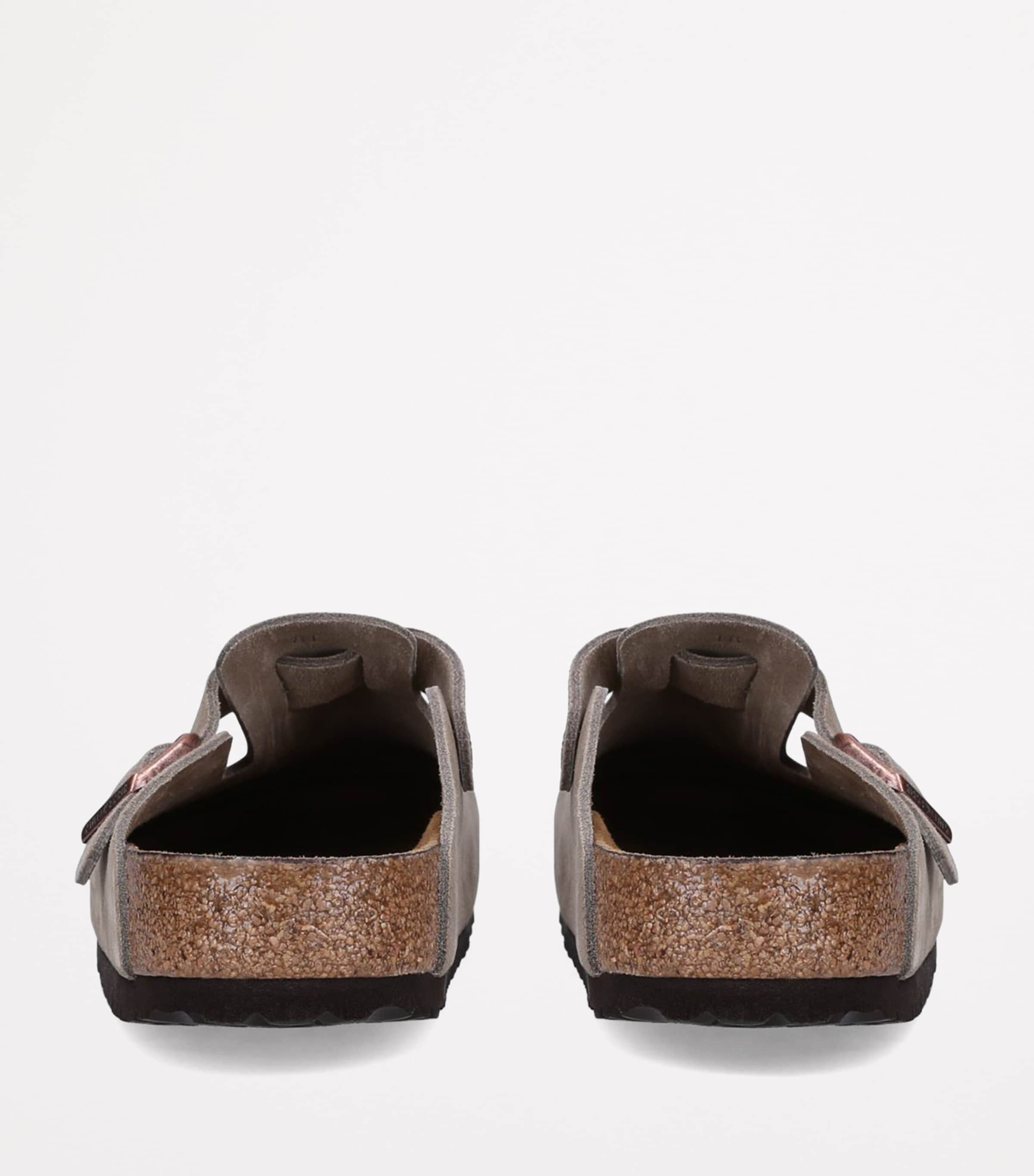 Birkenstock Suede Boston Clogs Taupe Image 3