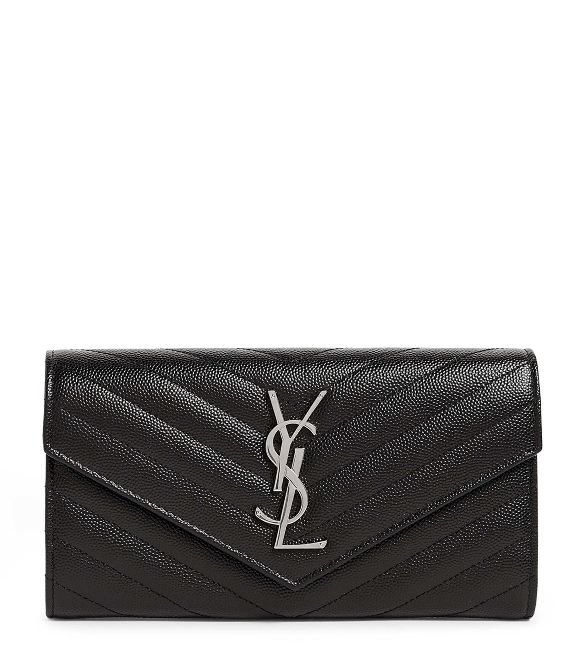 Saint Laurent Monogram  Matelassé Large Flap Wallet In Black