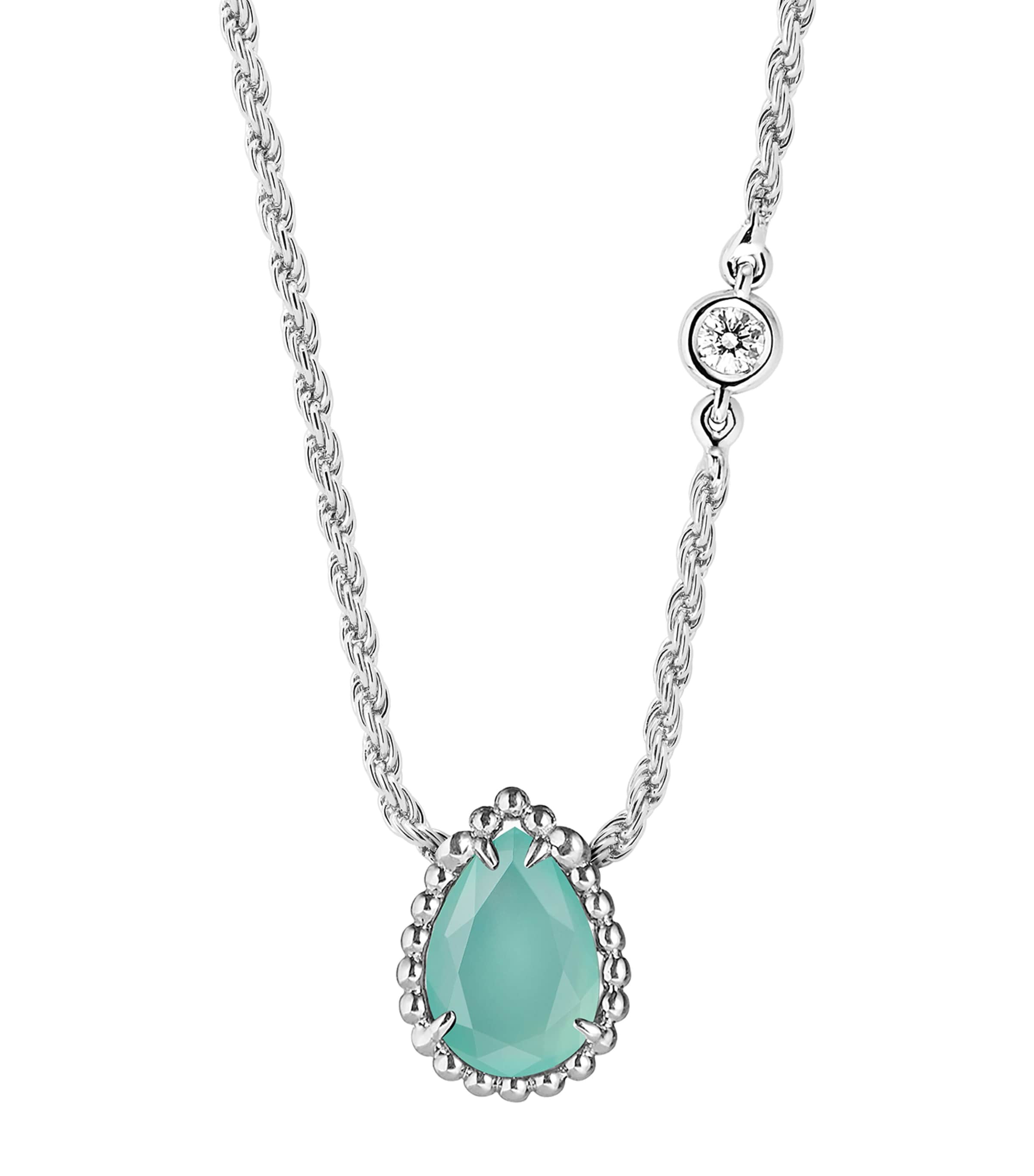 White Gold, Diamond and Aquaprase Serpent Bohème Pendant BLUE Image 2