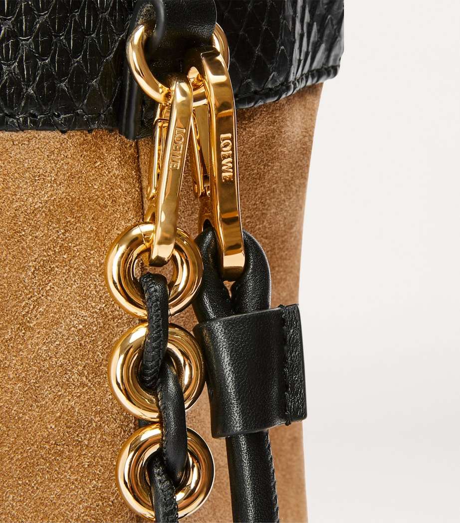 Medium Snakeskin Flamenco Shoulder Bag BLACK Image 10