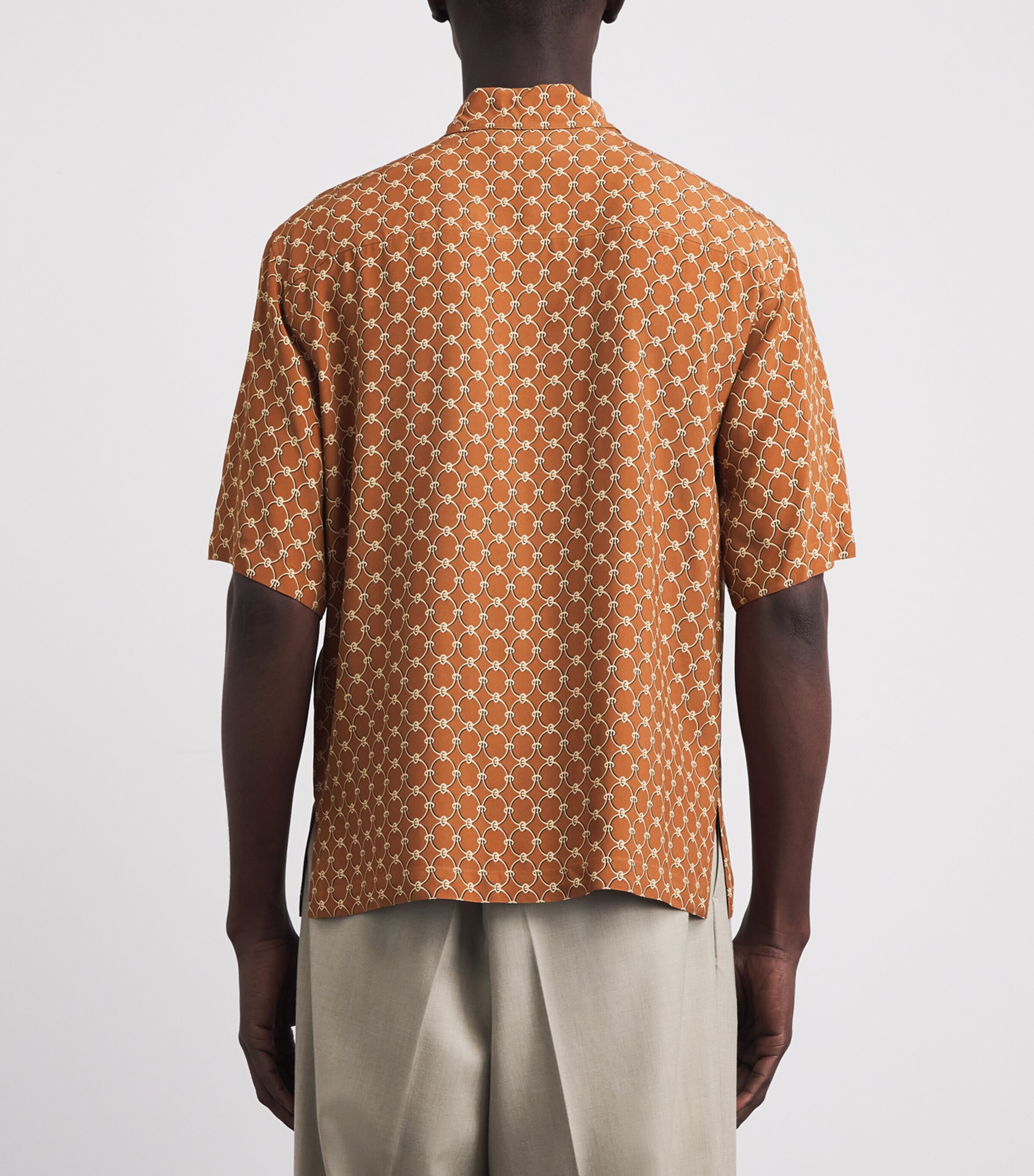 Sandro Paris Mens Link-Print Shirt Camel Image 5