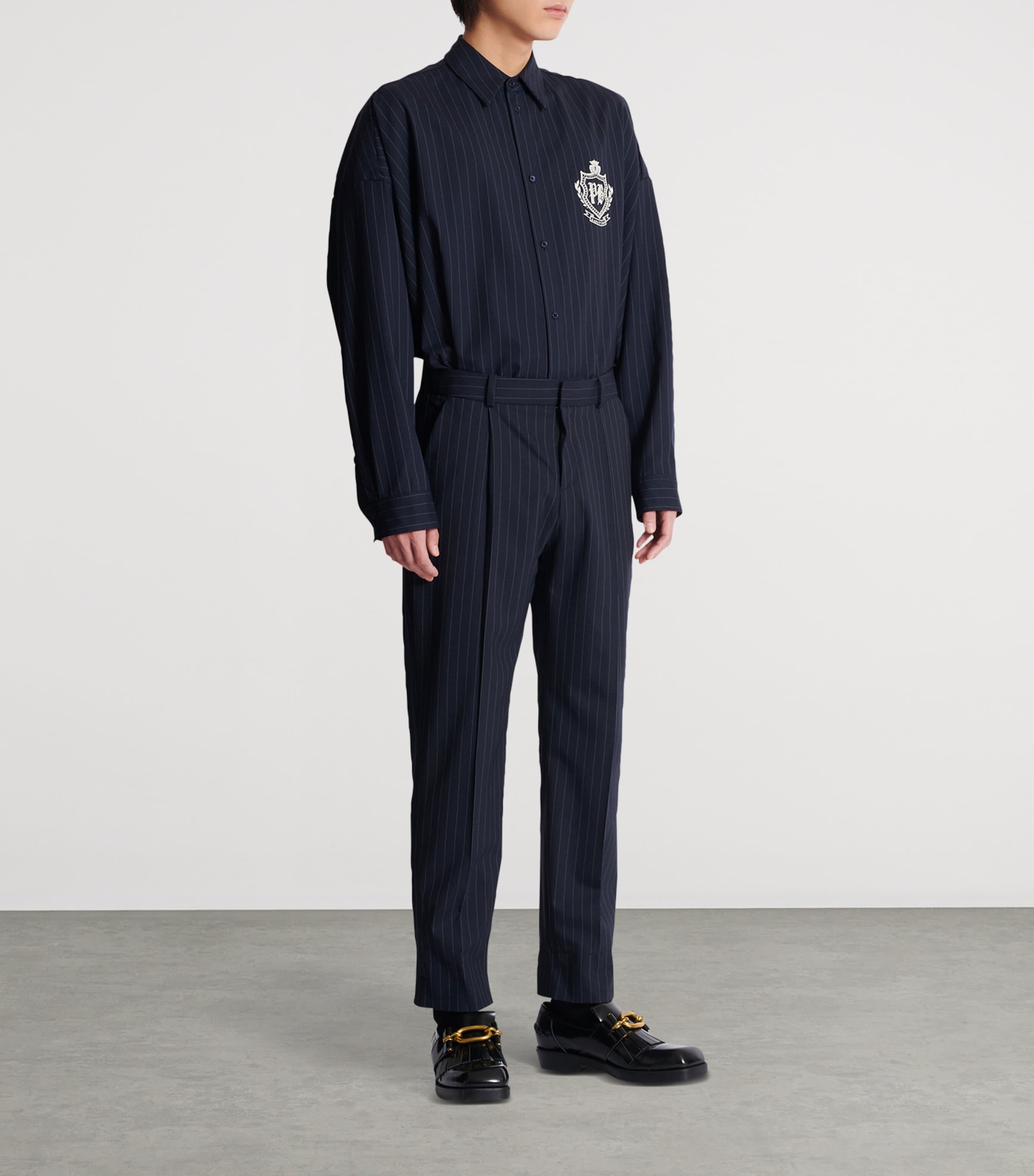 Virgin Wool Pinstripe Trousers SAJ BLEU/BLANC Image 5