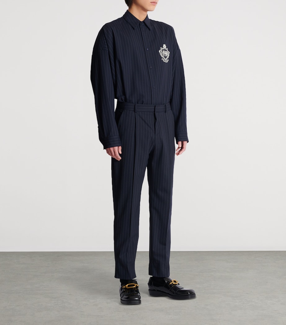 Virgin Wool Pinstripe Trousers SAJ BLEU/BLANC Image 5