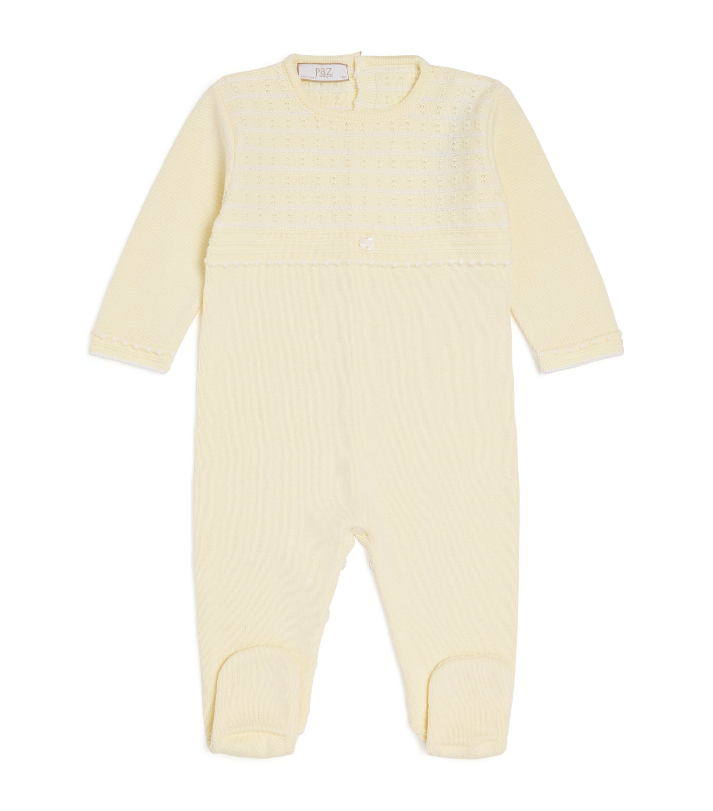 Cotton Knitted Albor All-In-One (0-12 Months) 0501 H82 YELLOW/WHT Image 1