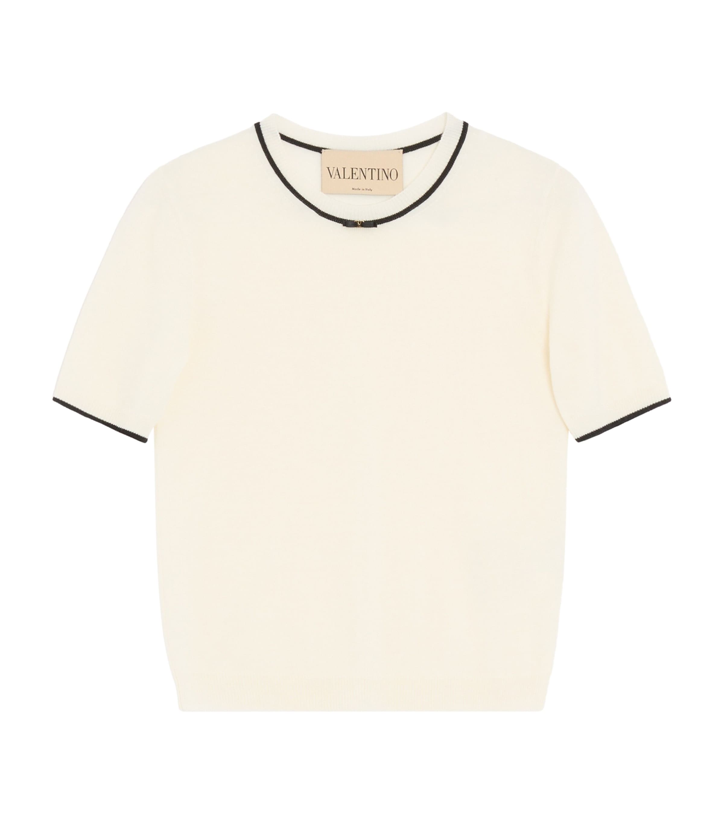 Valentino Womens Virgin Wool Short-Sleeve Sweater Image 1