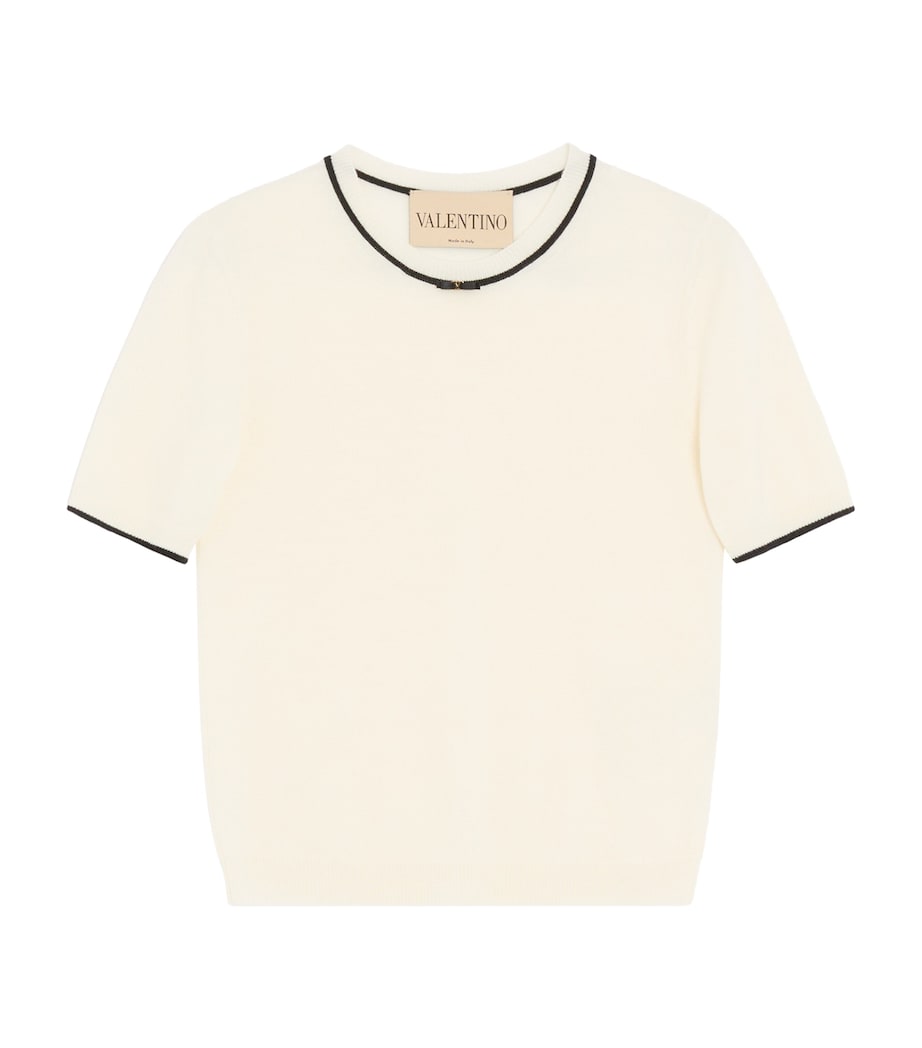 Valentino Womens Virgin Wool Short-Sleeve Sweater Image 1