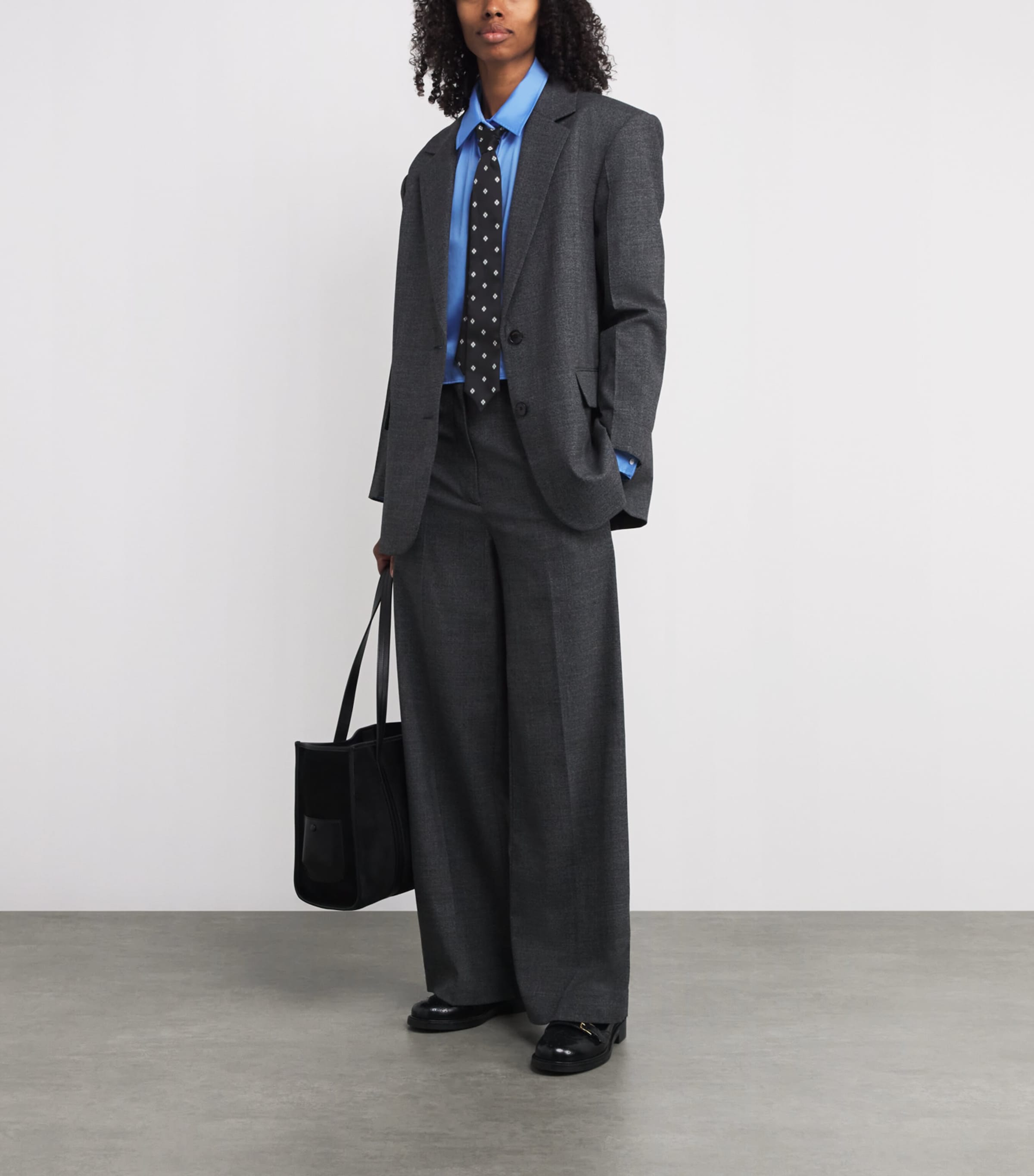 Cotton Cropped Shirt and Tie BLUE Image 2