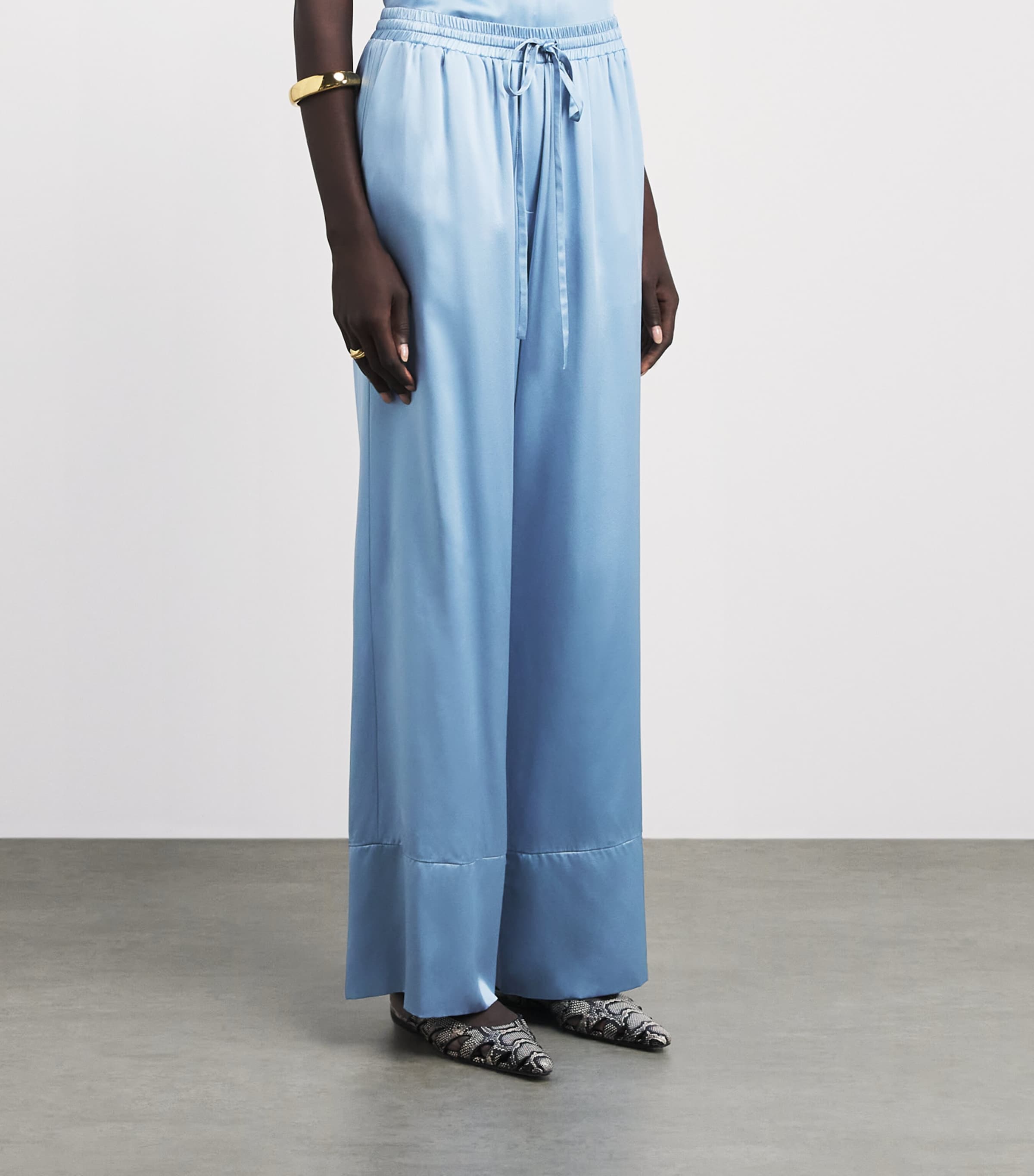 Laura Pitharas Womens Silk Drawstring Trousers Steel Blue Excl Image 4