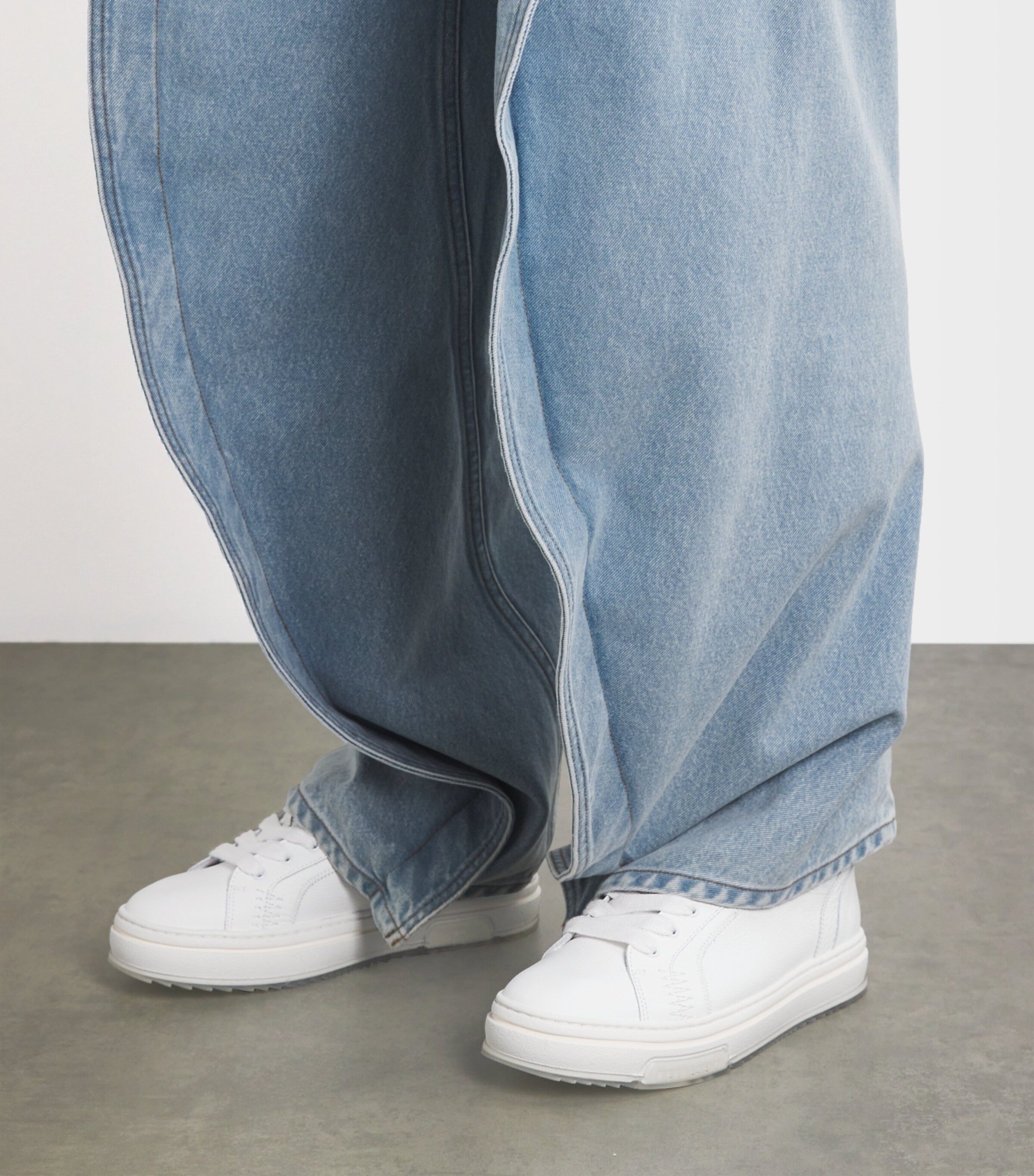 Represent Tumbled Leather HTN Sneakers White Image 2