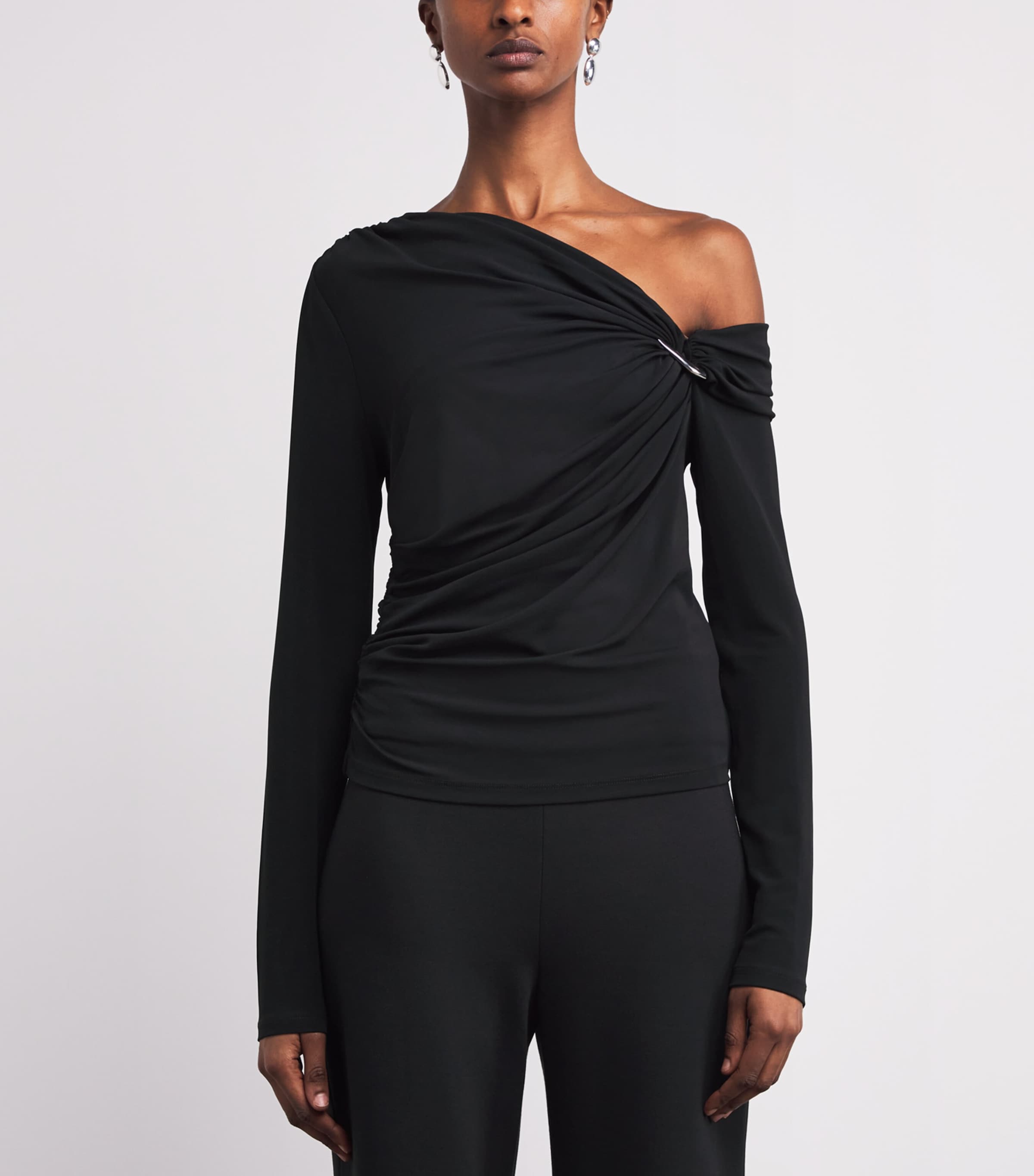 VERONICA オフショルダー Veronica Beard Black Off-The-Shoulder Lozea Top | Harrods US
