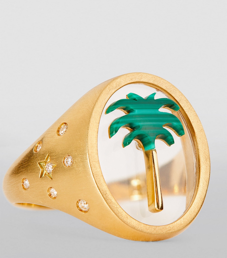 Yellow Gold and Diamond Biladi Palm 2.0 Ring GREEN Image 6