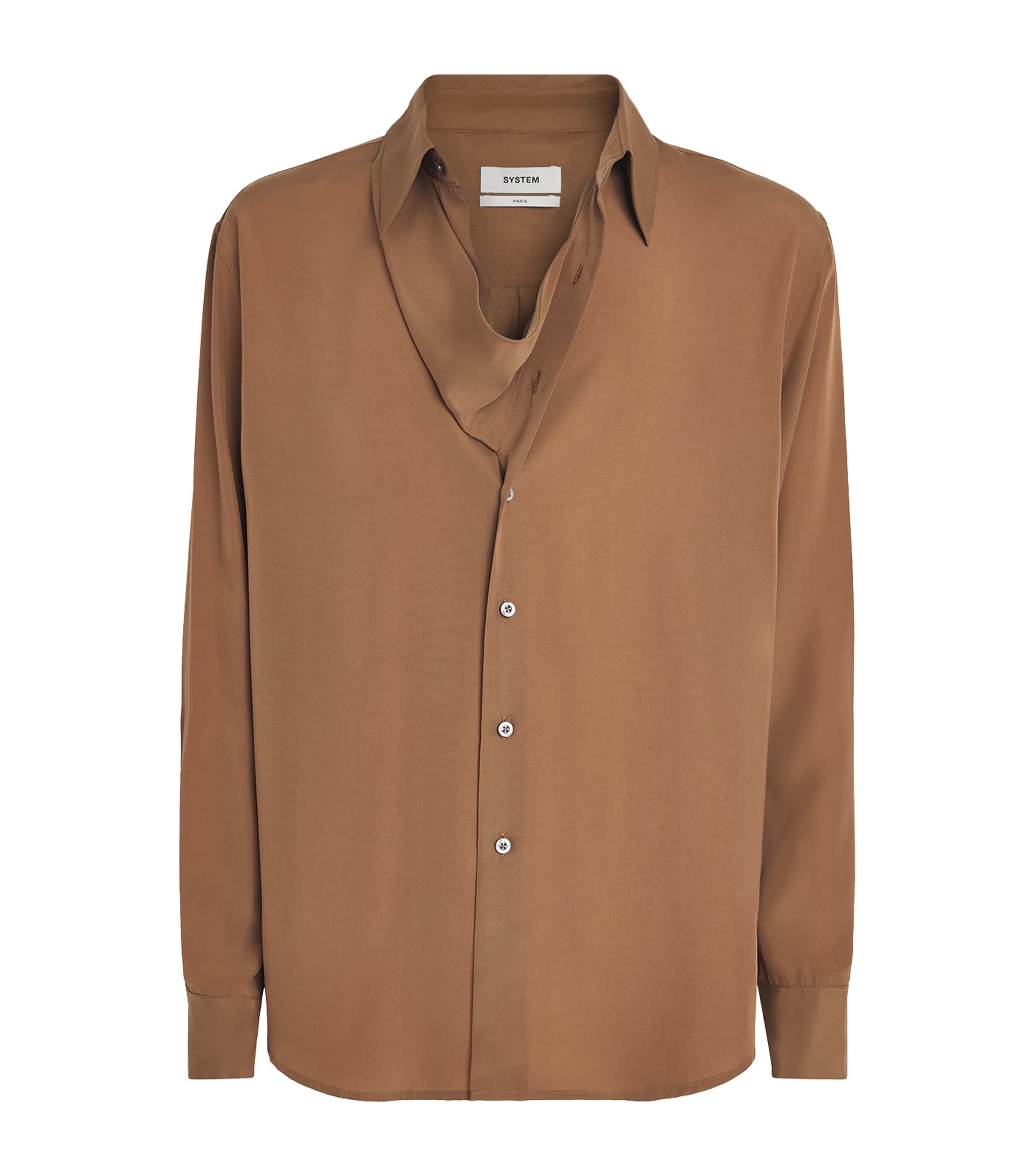 System Mens Triangular Panel Shirt Camel Image 1
