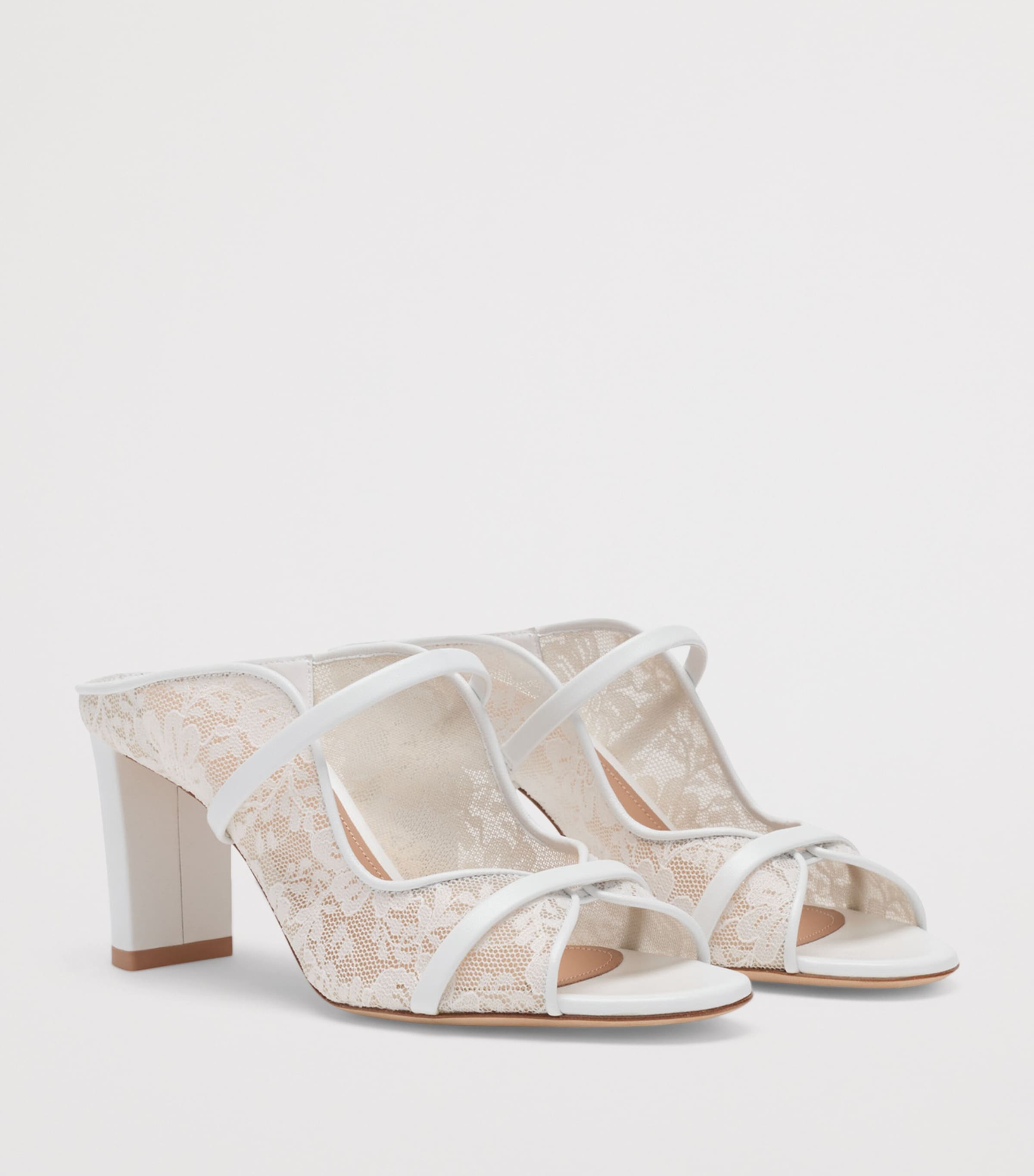Malone Souliers Lace Norah Heeled Sandals 70 White Image 3