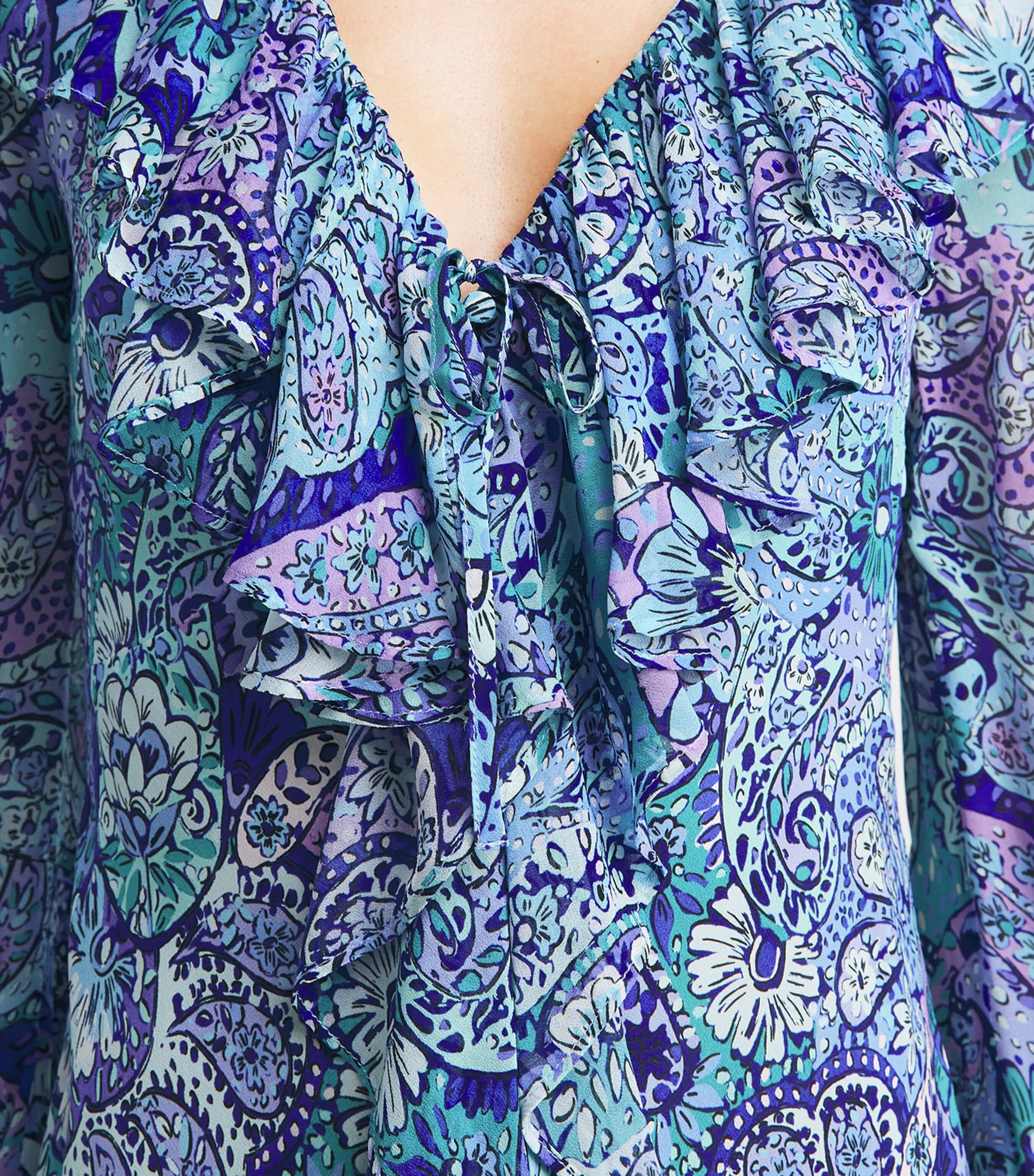 Rixo Womens Silk Gracye Midi Dress Paisley Floral Blue Image 3