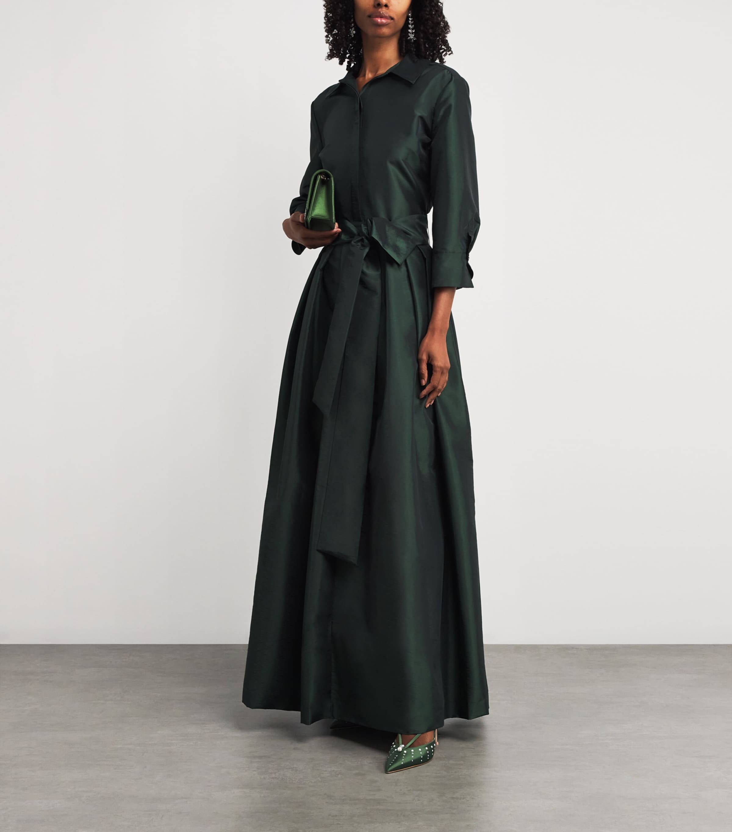 Satin Moore Slingback Pumps 90 HARRODS GREEN Image 6