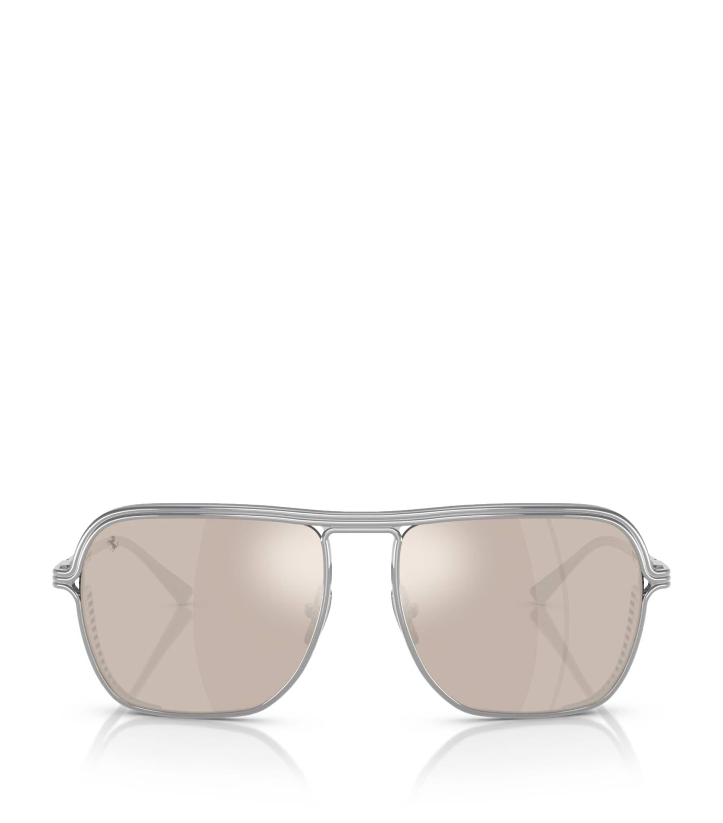 Ferrari Logo-detail Sunglasses In Silver