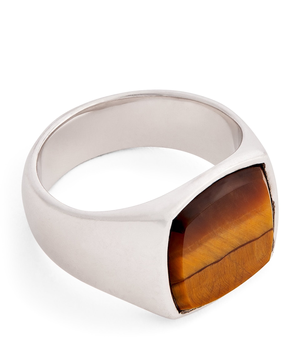 Sterling Silver Cushion Tiger Eye Ring