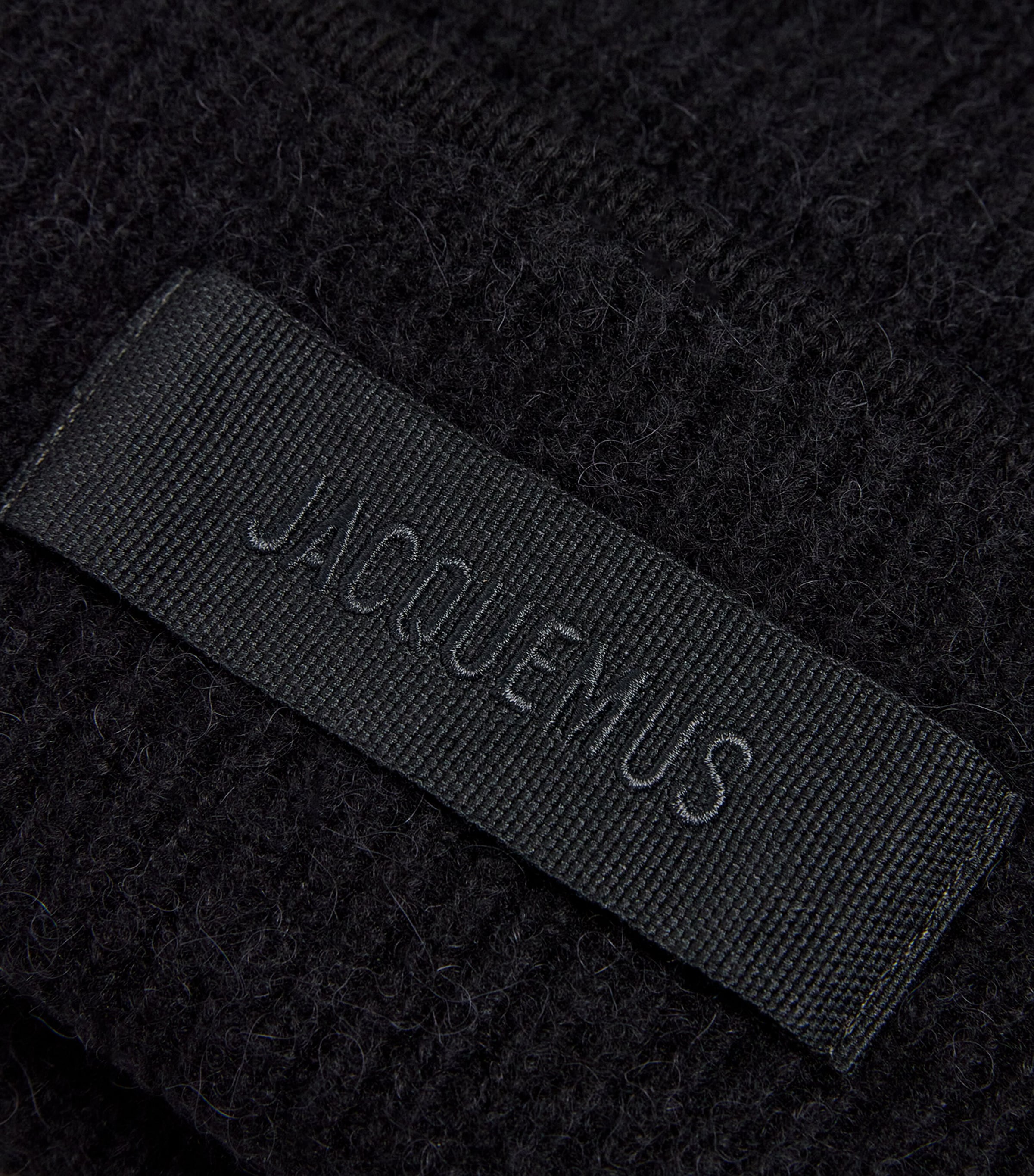 Wool-Blend Grossgrain Logo Beanie 990-BLACK Image 3