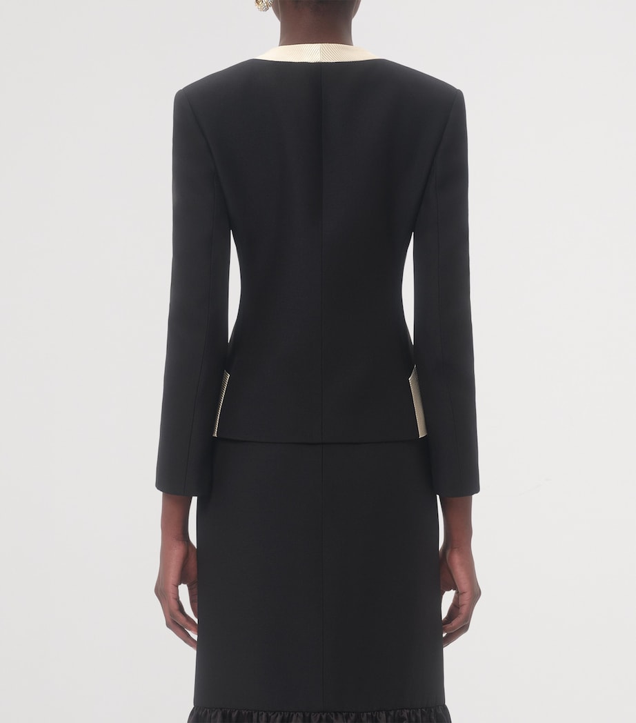 Virgin Wool-Silk Bow-Detail Blazer AUY Image 5