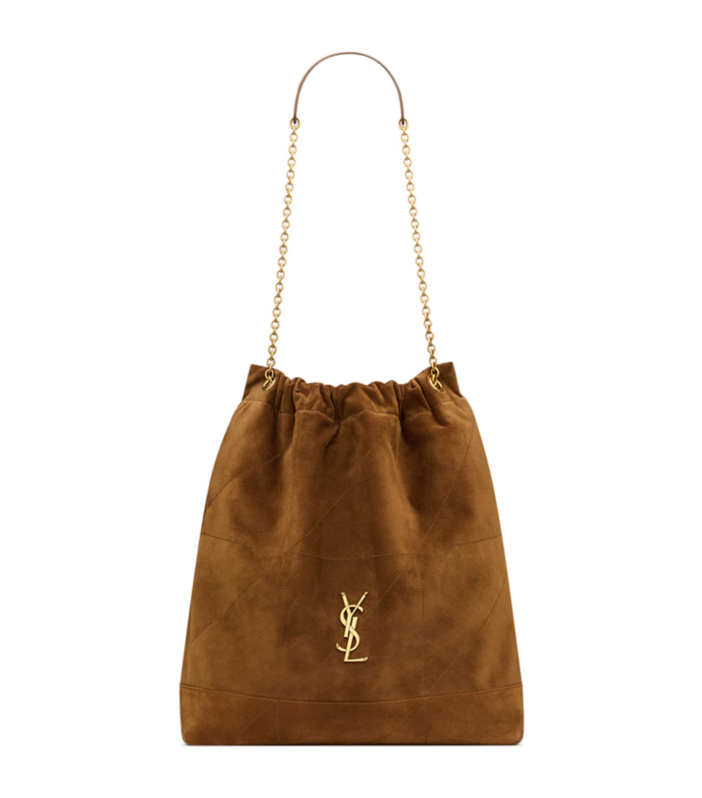Saint Laurent Large Suede Jamie Pochon Shoulder Bag In Beige