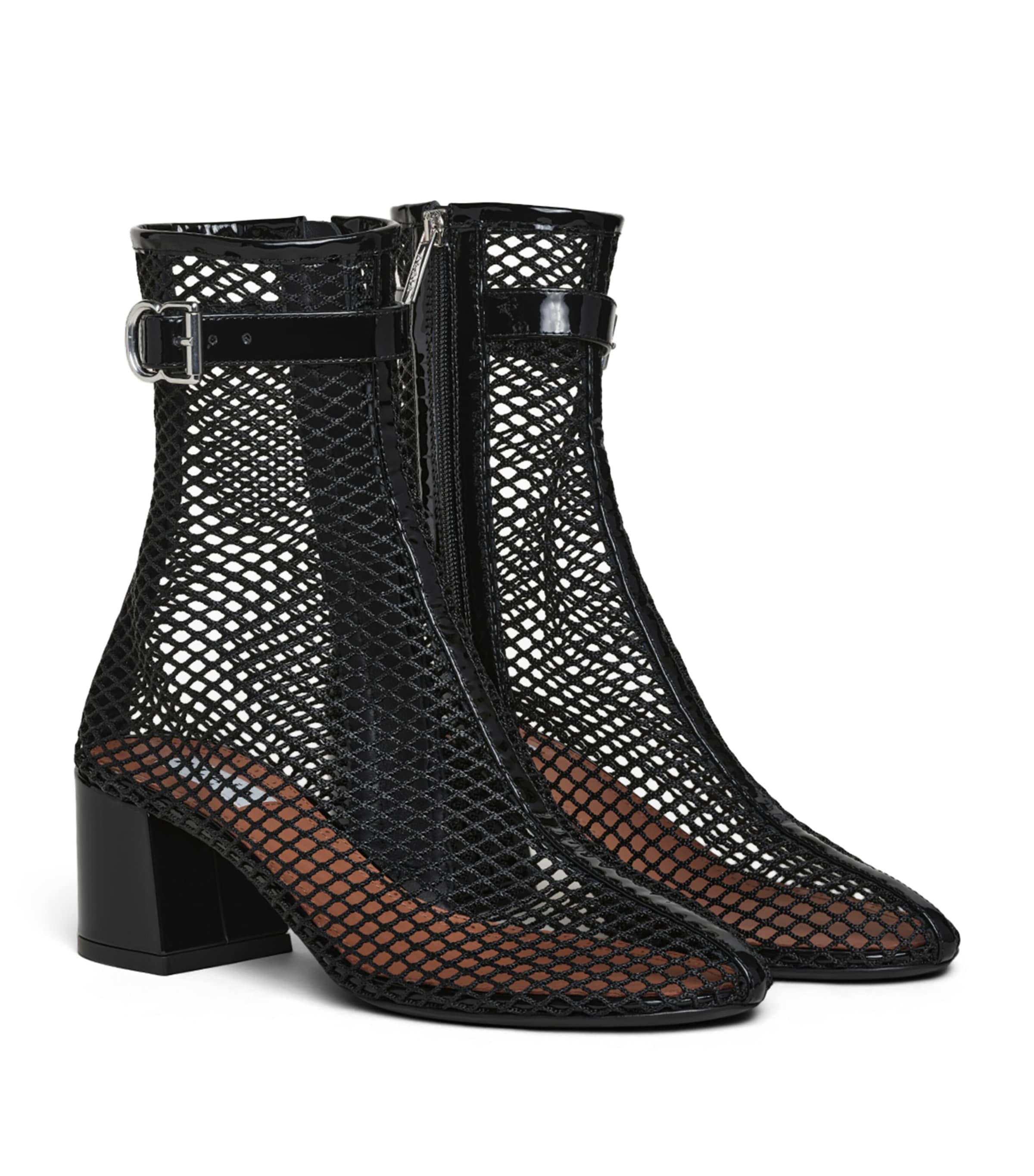 Alaïa Leather Mesh Ankle Boots 55 Black Image 2