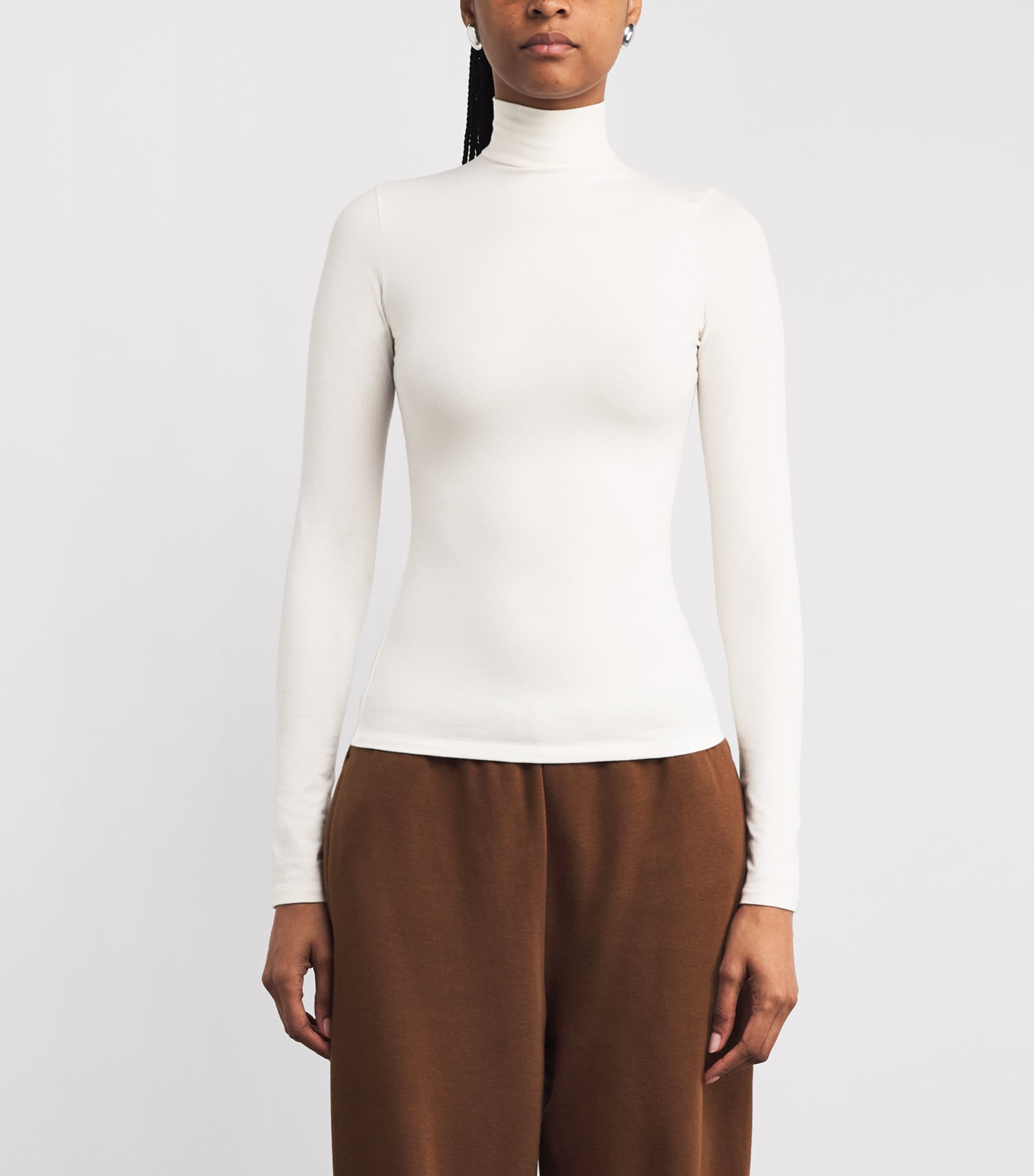 Stretch-Cotton Jersey Rollneck Top MARBLE Image 3
