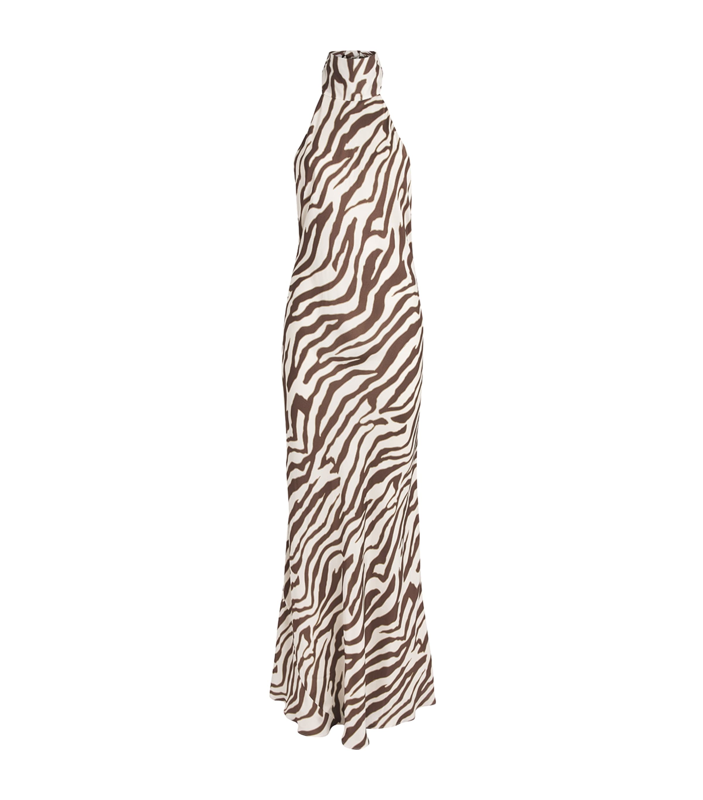 Toccin Satin Halterneck Alina Gown Natural Zebra