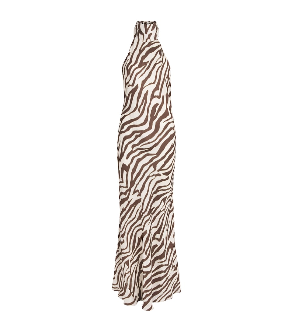 Toccin Satin Halterneck Alina Gown Natural Zebra