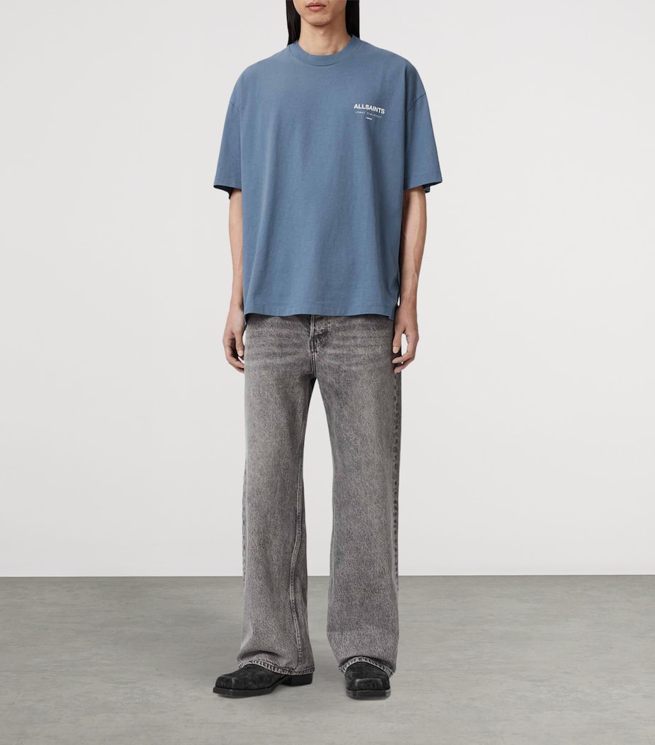 AllSaints Mens Cotton Underground Logo T-Shirt Maya Blue Image 2