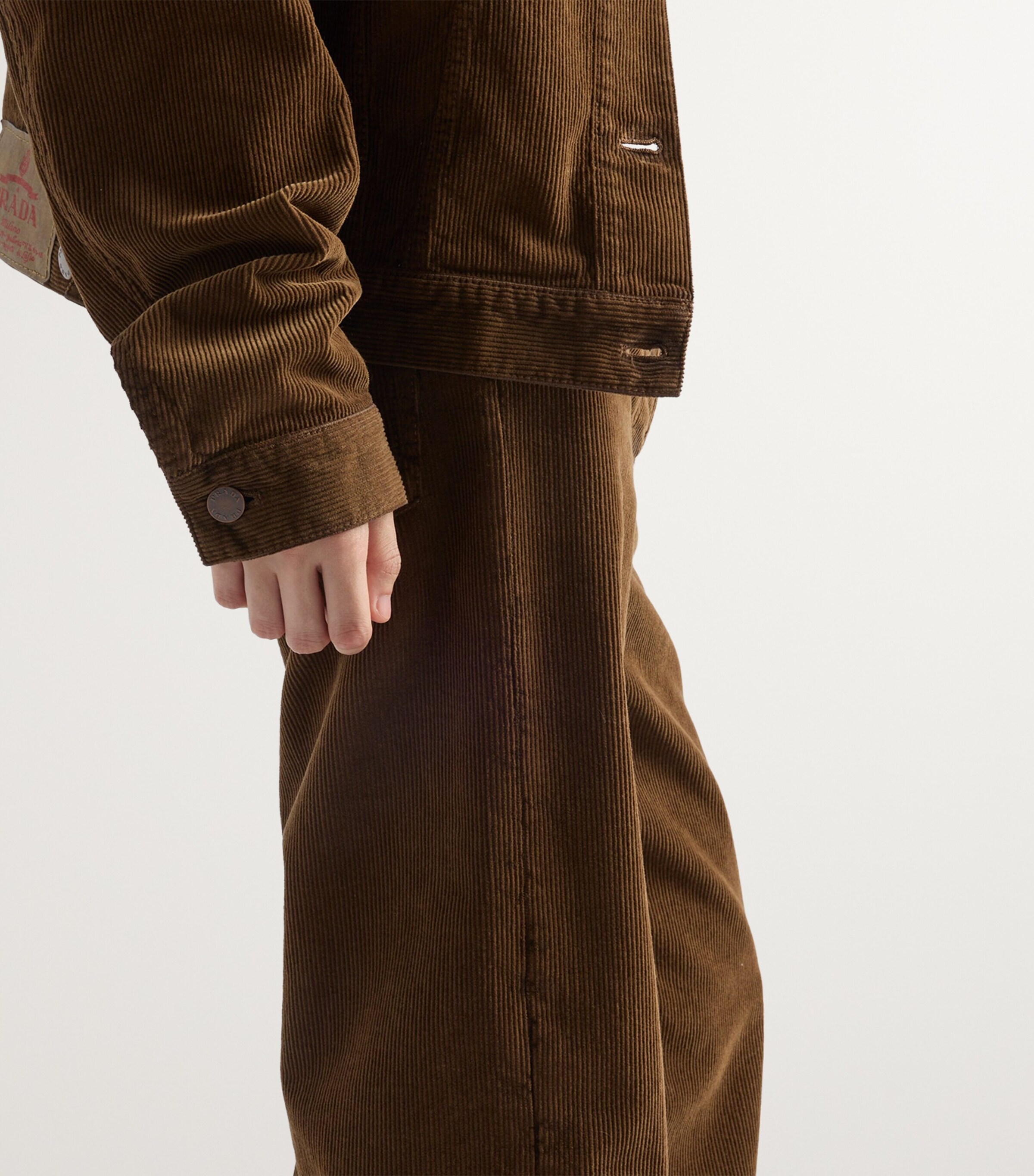 Prada Womens Corduroy Wide-Leg Trousers Image 5