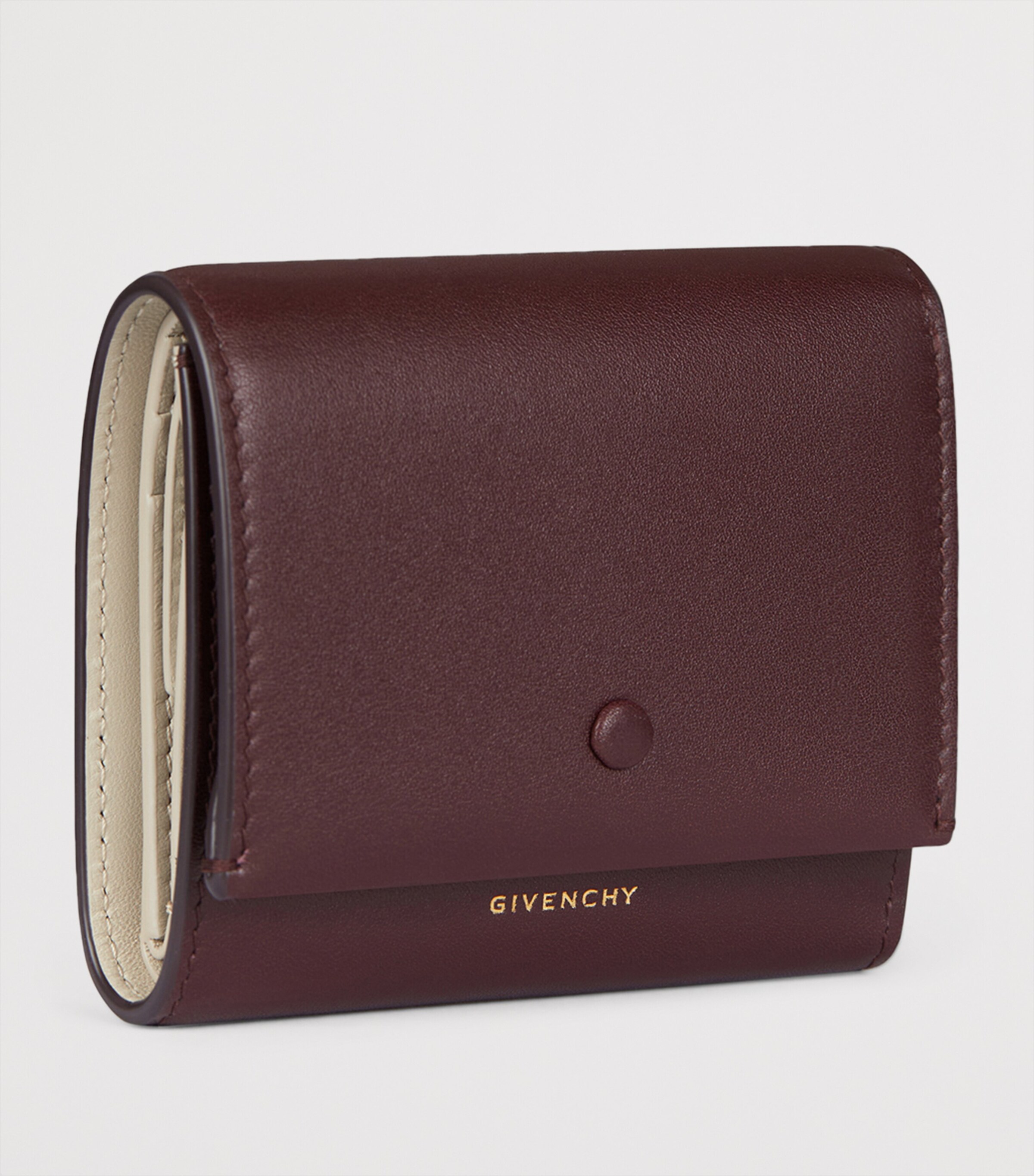 Leather Mini Day Trifold Wallet BURGUNDY Image 3