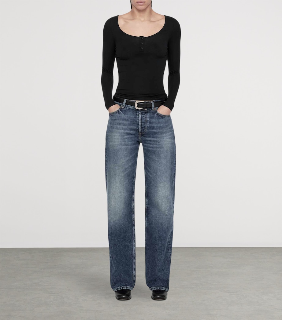 AllSaints Womens Jules Henley Long-Sleeve T-Shirt Jet Black Image 2