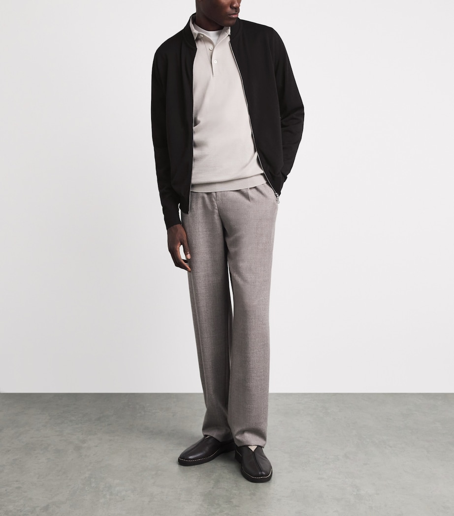 John Smedley Mens Extra Fine Merino Wool Maclean Cardigan Faulkner Brown Image 2