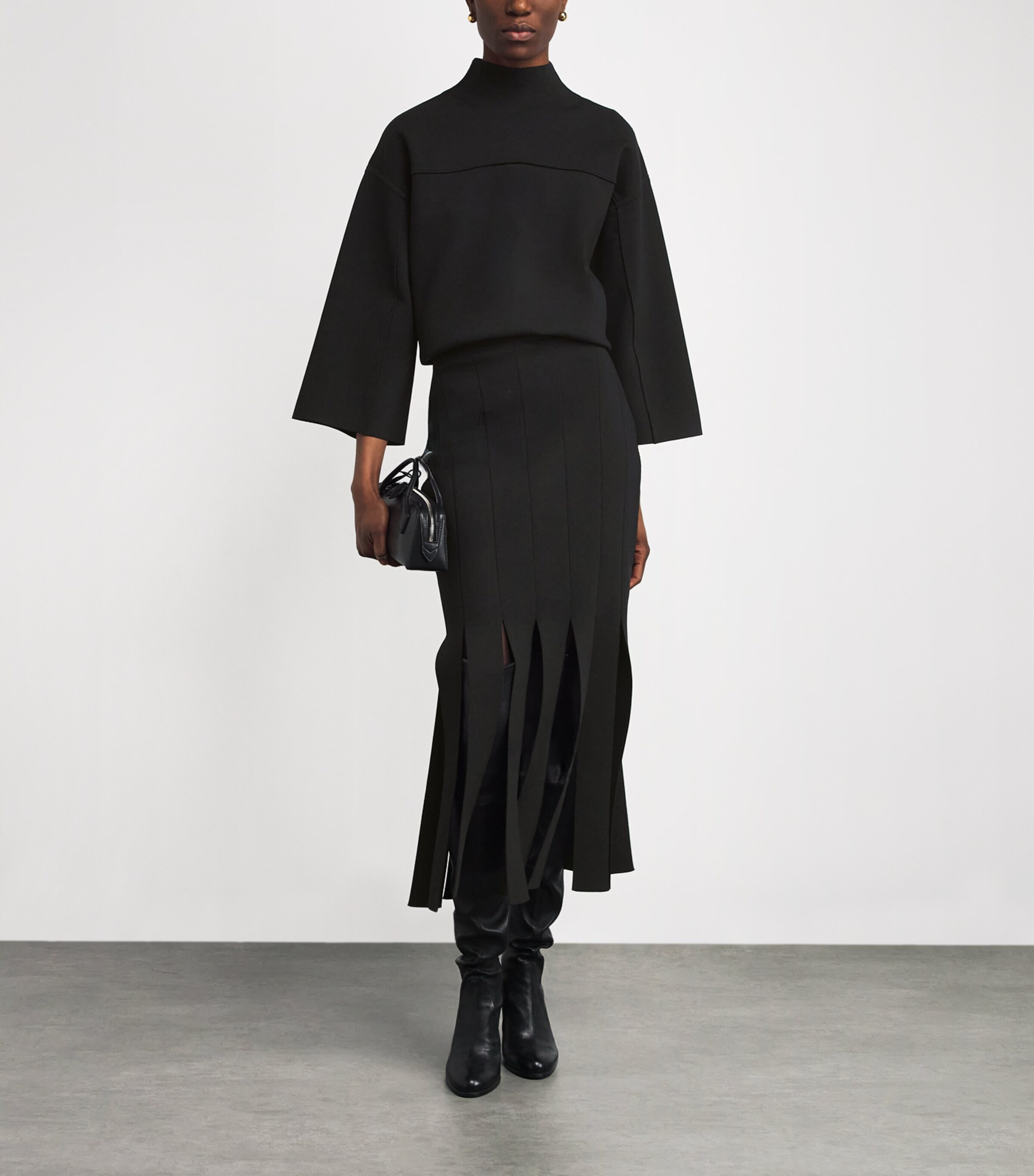 Milano-Knit Lagny Compact Midi Skirt BLACK Image 2
