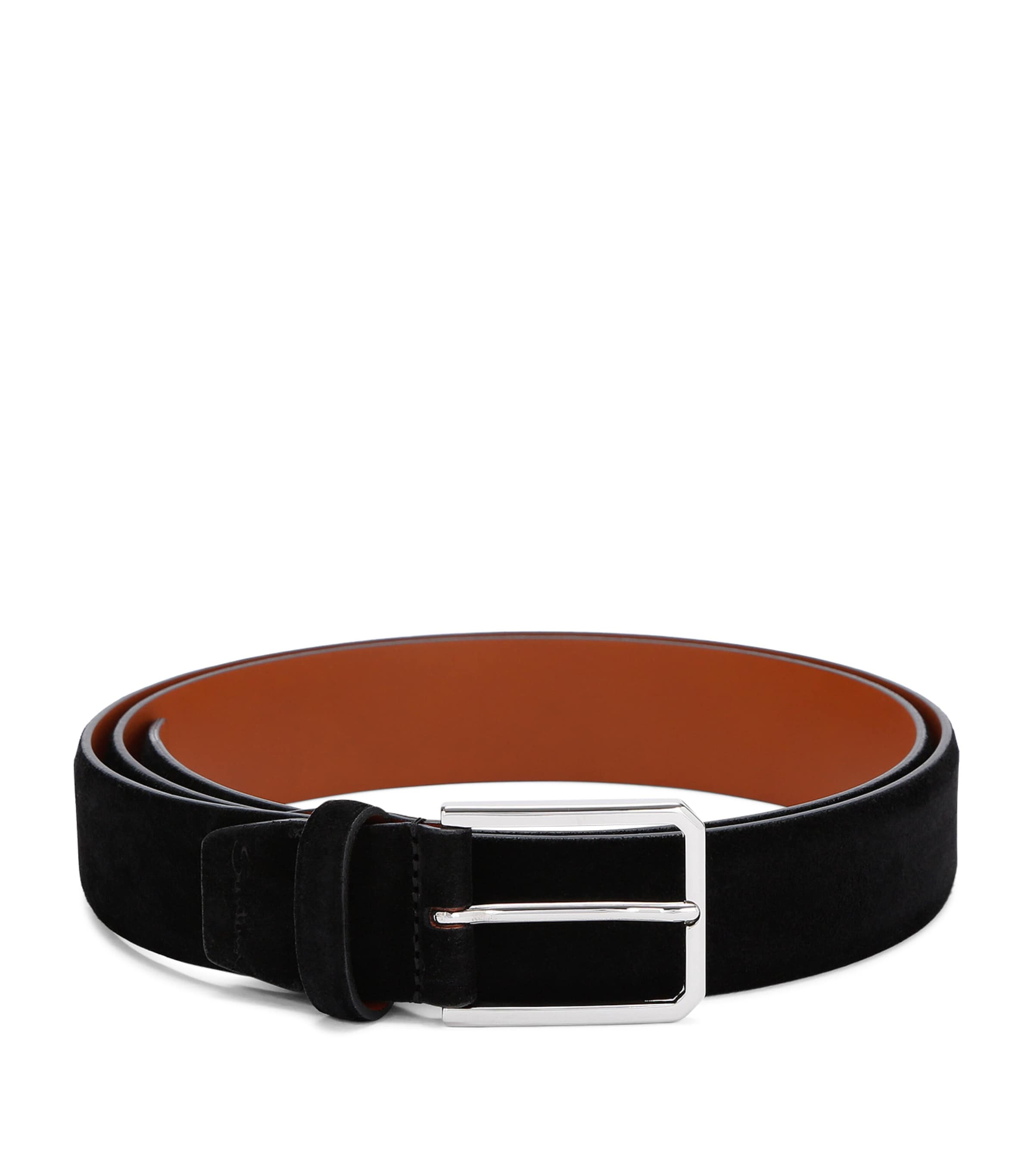 Santoni Suede Belt In Black