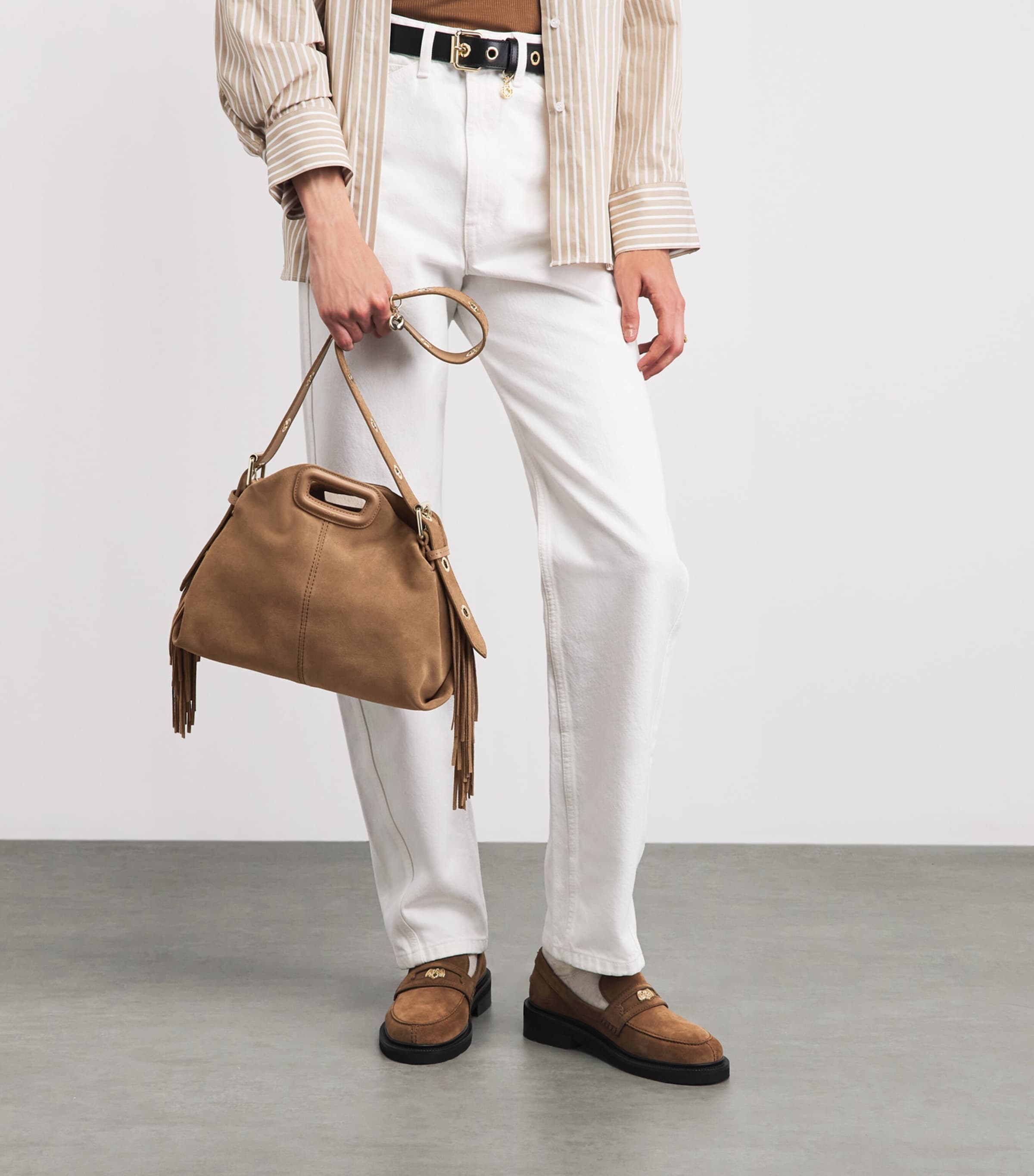 Maje Leather Miss M Shoulder Bag Camel Image 4