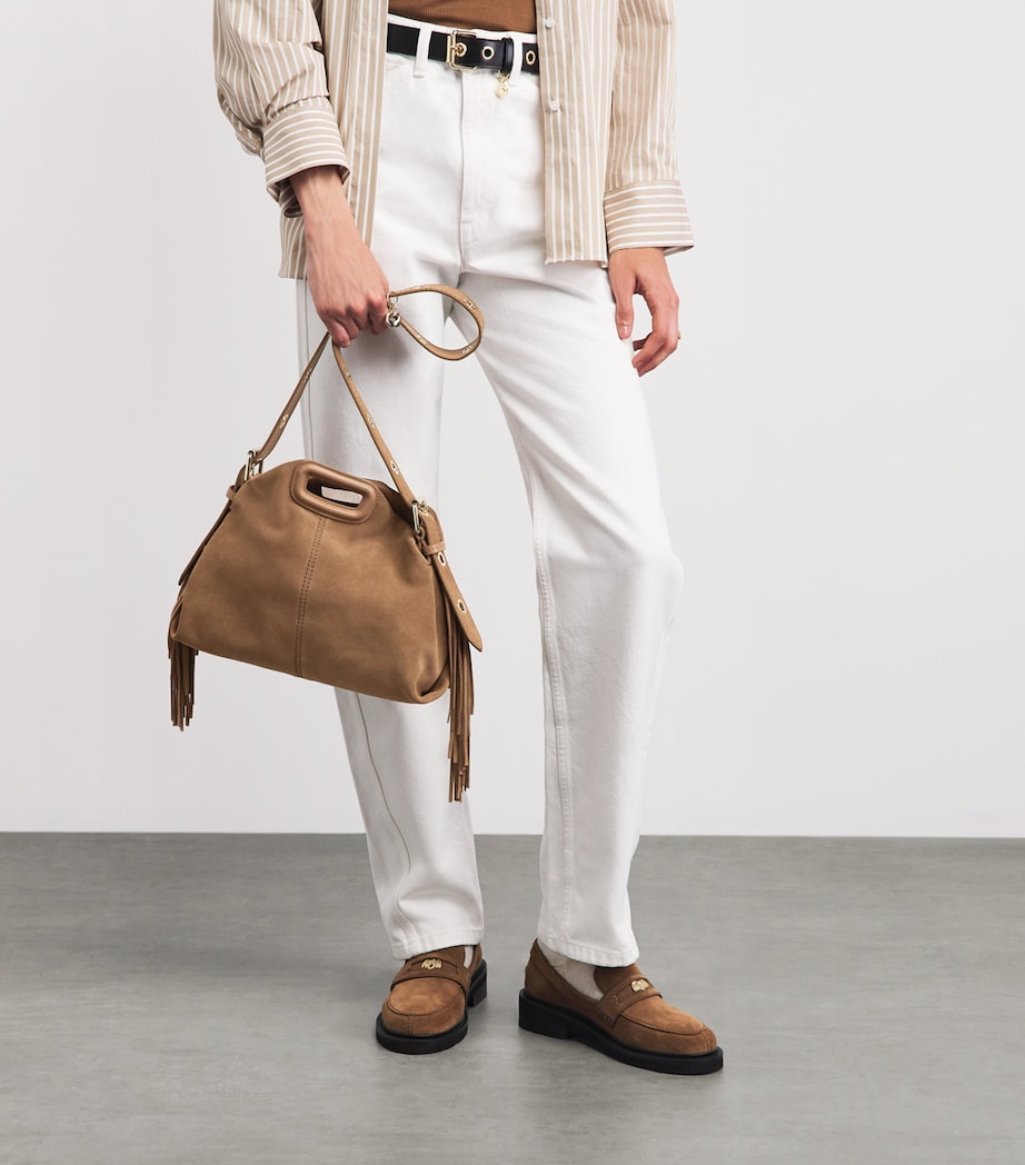 Maje Leather Miss M Shoulder Bag Camel Image 4