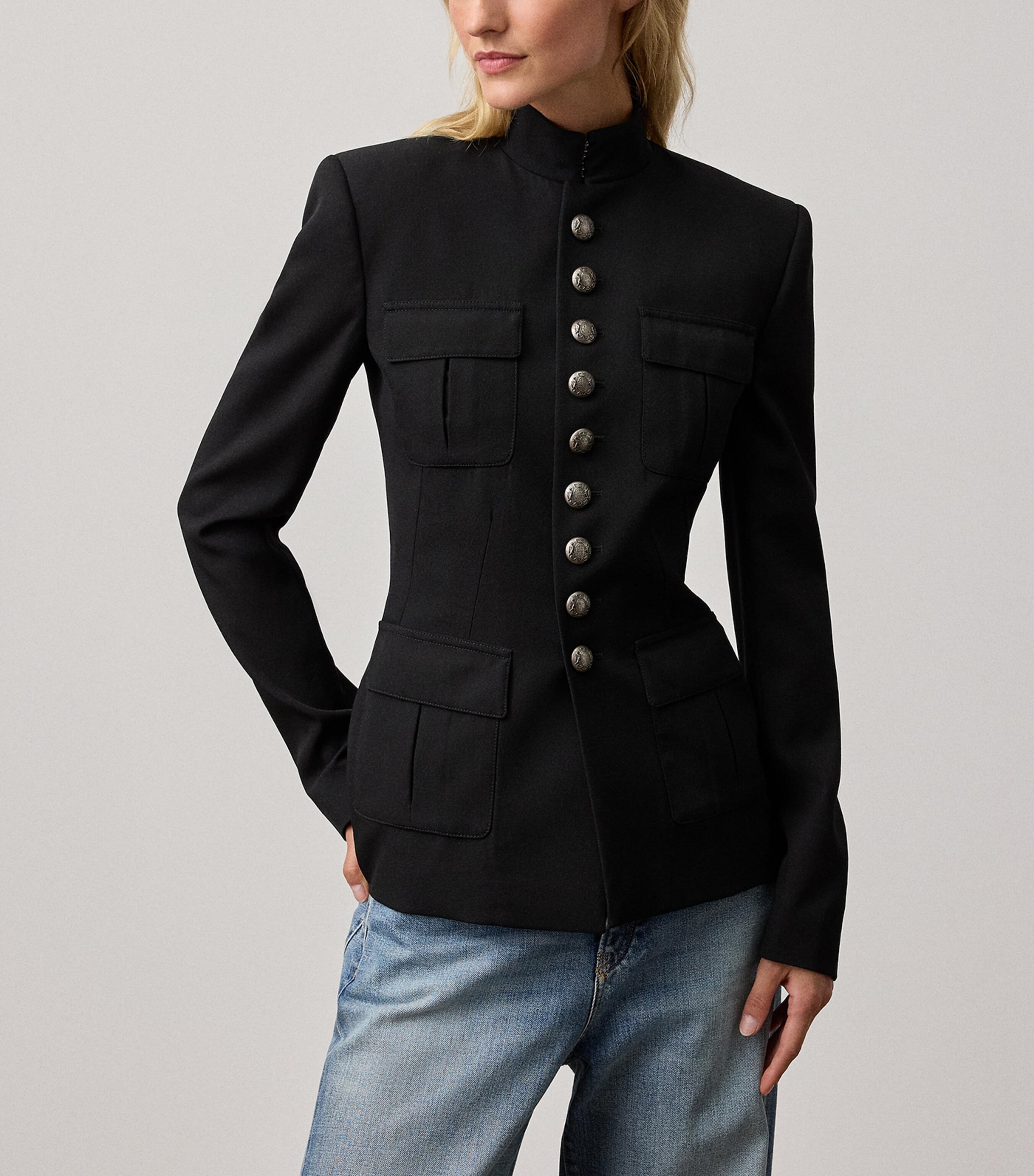 Wool Grain de Poudre Eliza Jacket BLACK Image 6