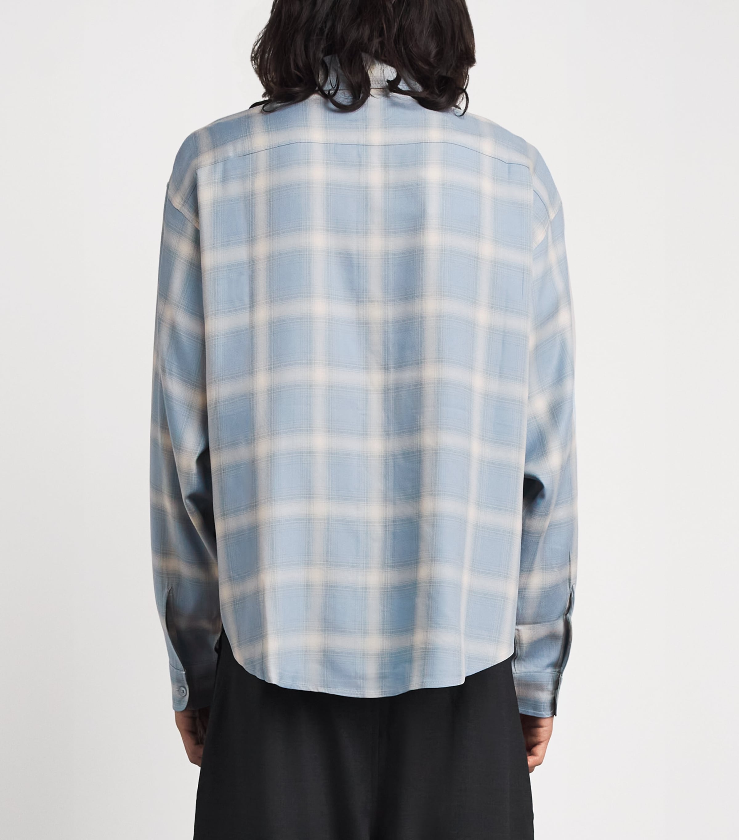 Cole Buxton Mens Check Western Shirt Baby Blue Image 5