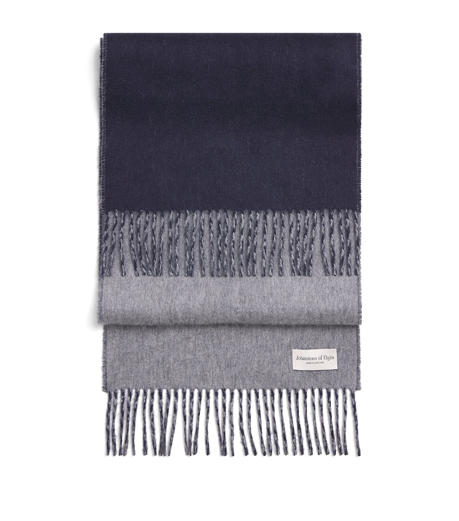 Johnstons Of Elgin Cashmere Double-Face Scarf Navy/grey Image 1