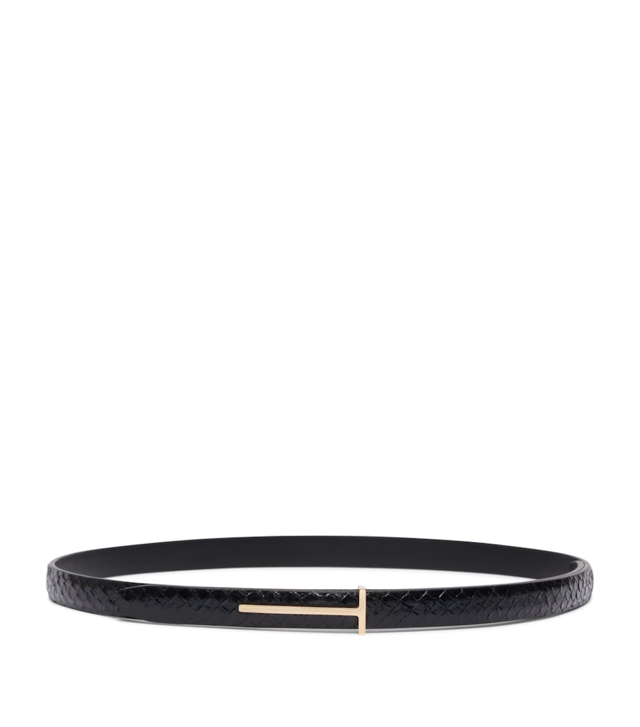 TOM FORD Leather Python-Print T Icon Belt Naa Image 1
