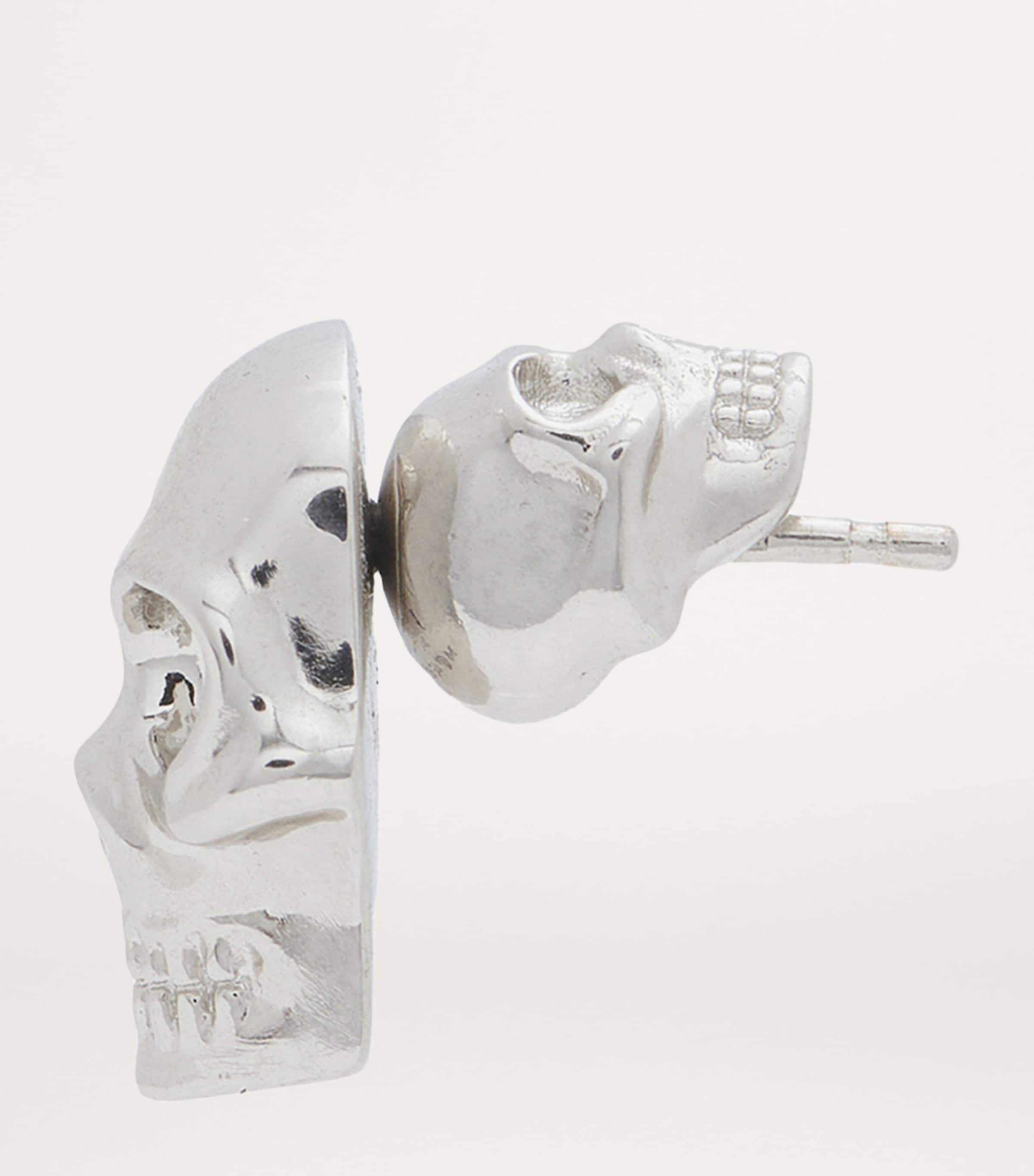 Palladium-Plated Skull Stud Single Earring 0926 Image 2