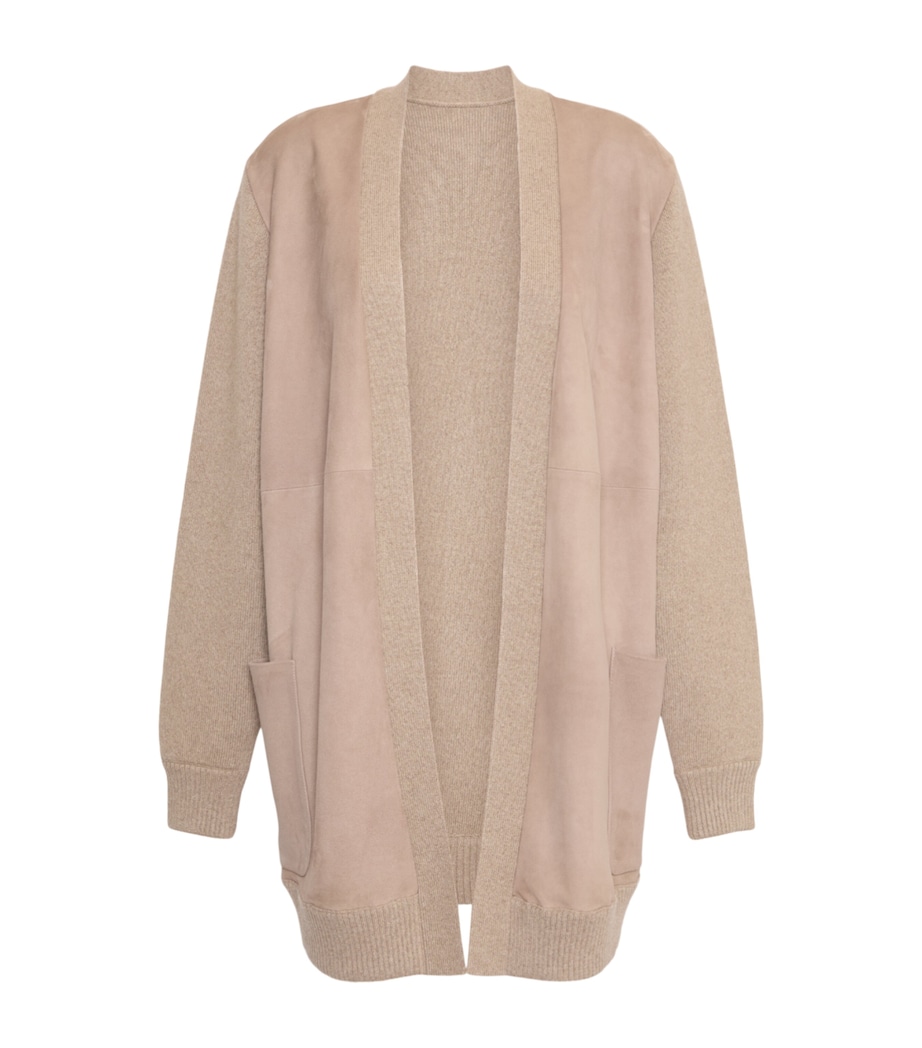 Max Mara Womens Wool-Cashmere-Suede Cardigan Beige Image 1