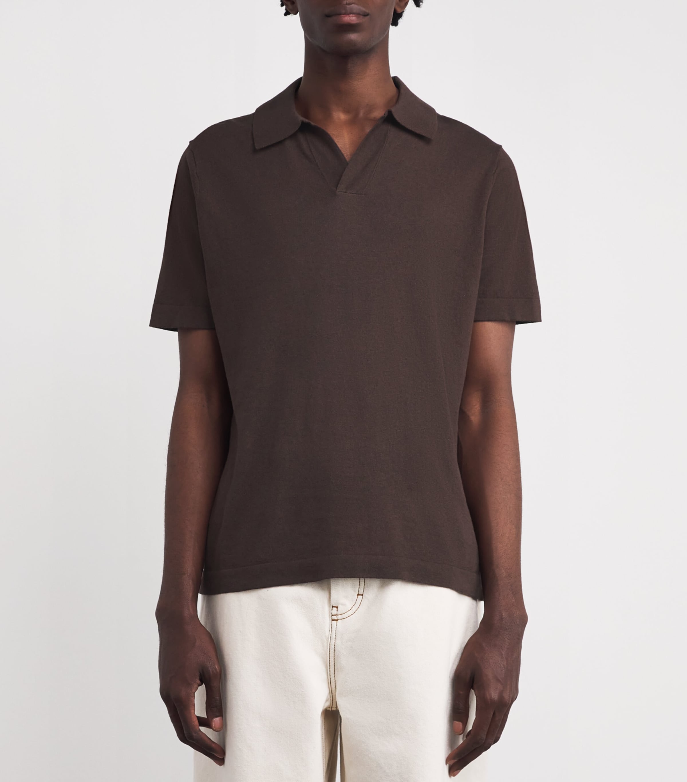 NN.07 Mens Cotton-Linen Ryan Polo Shirt Coffee Image 3