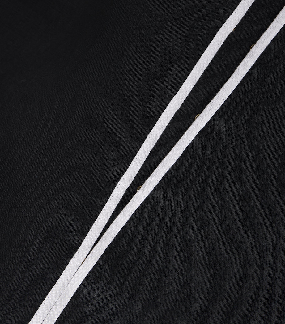 Linen Silk-Trim Kaftan BLACK / WHITE Image 5