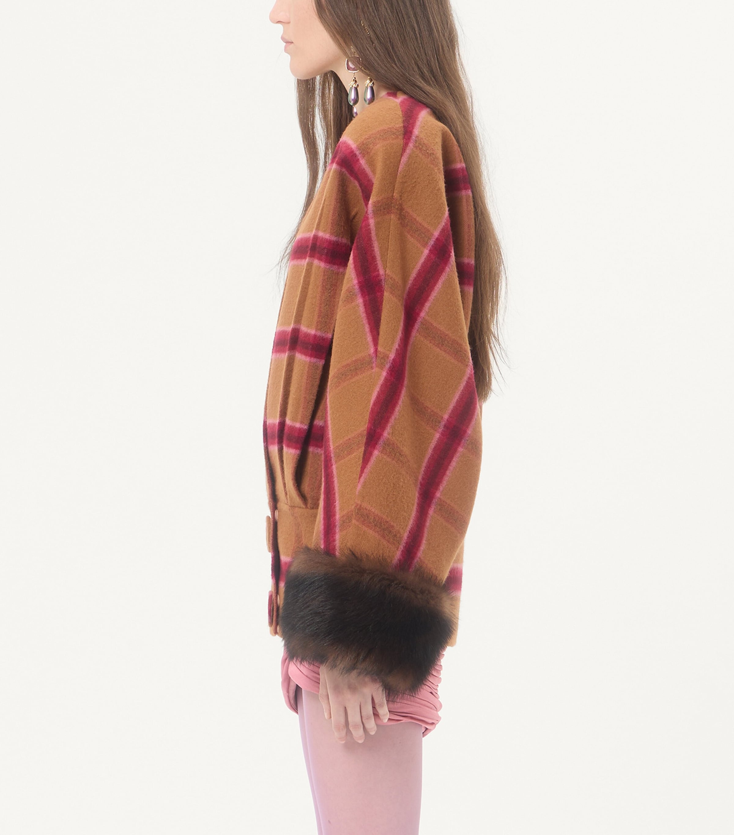 Valentino Womens Wool Check Wrap Jacket Image 4