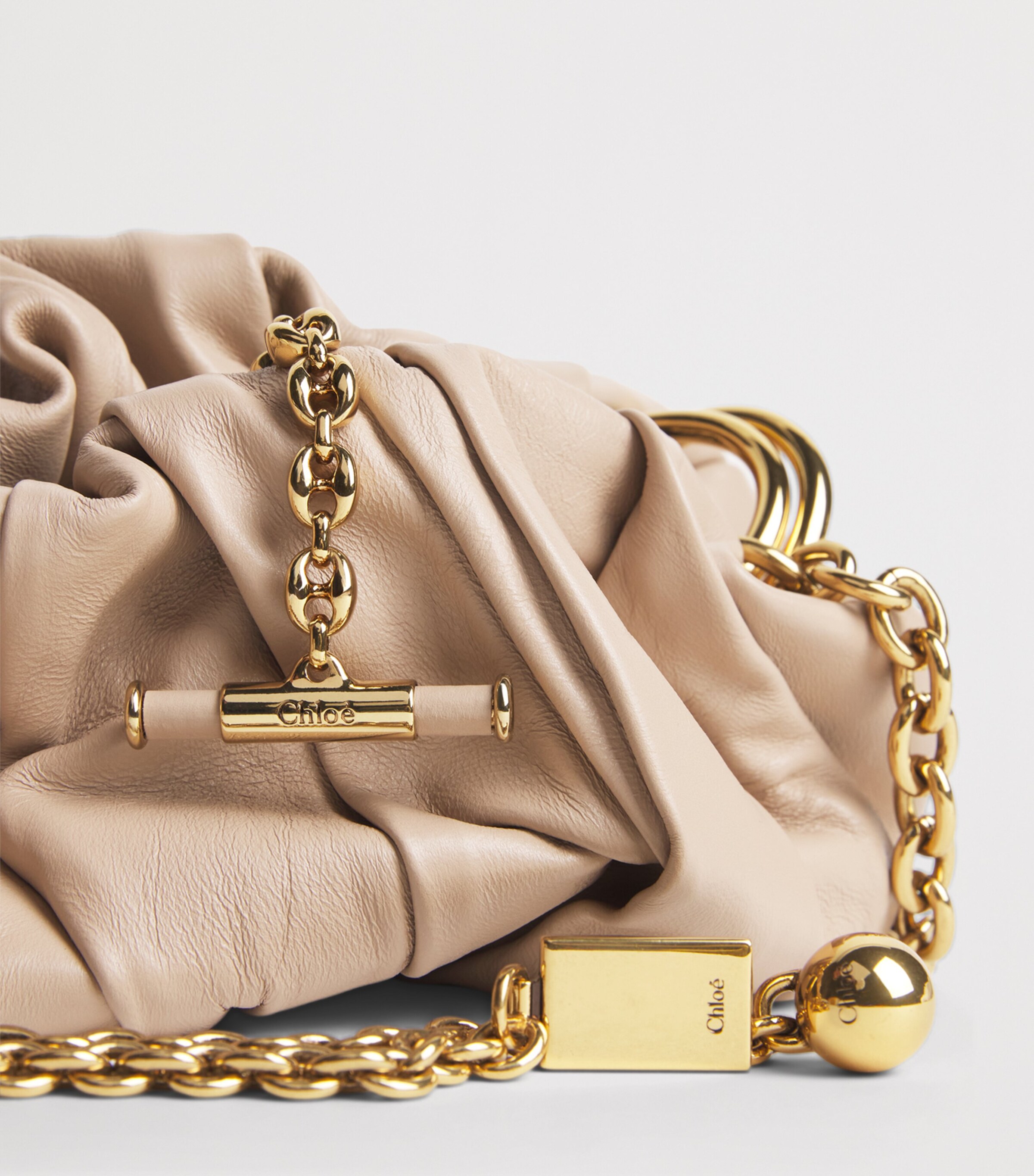 Chloé Leather Plissé Shoulder Bag Woodsmoke Image 3