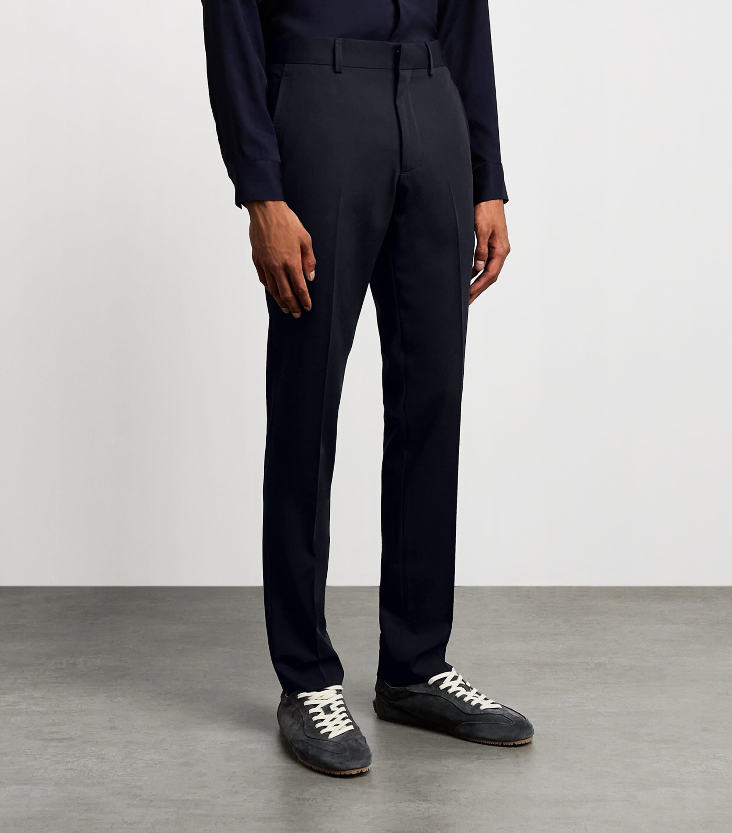 Sandro Paris Mens Virgin Wool Straight Trousers Navy Blue Image 4