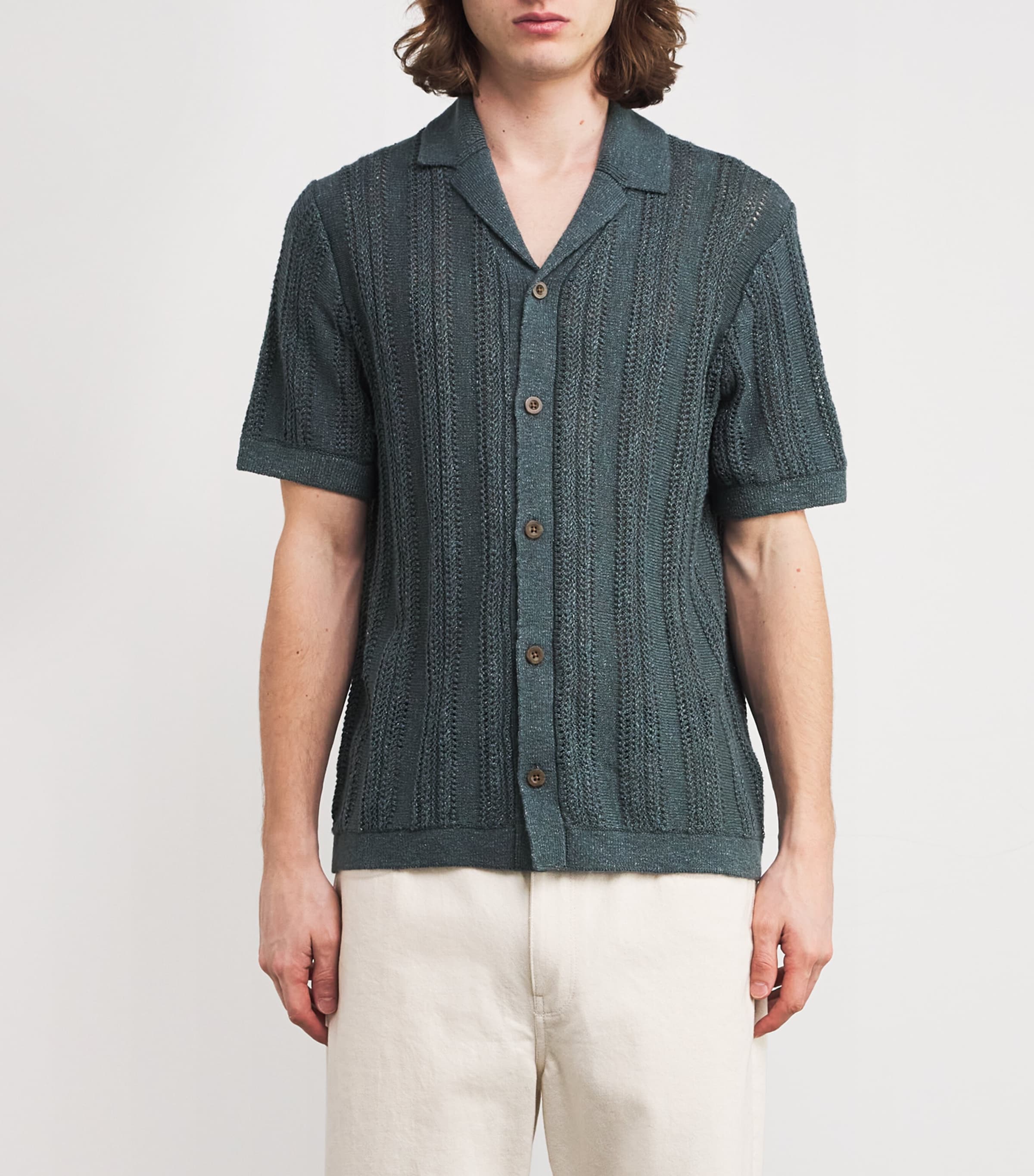 Crochet Cabana Shirt MARLIN TEAL-441MAT Image 3