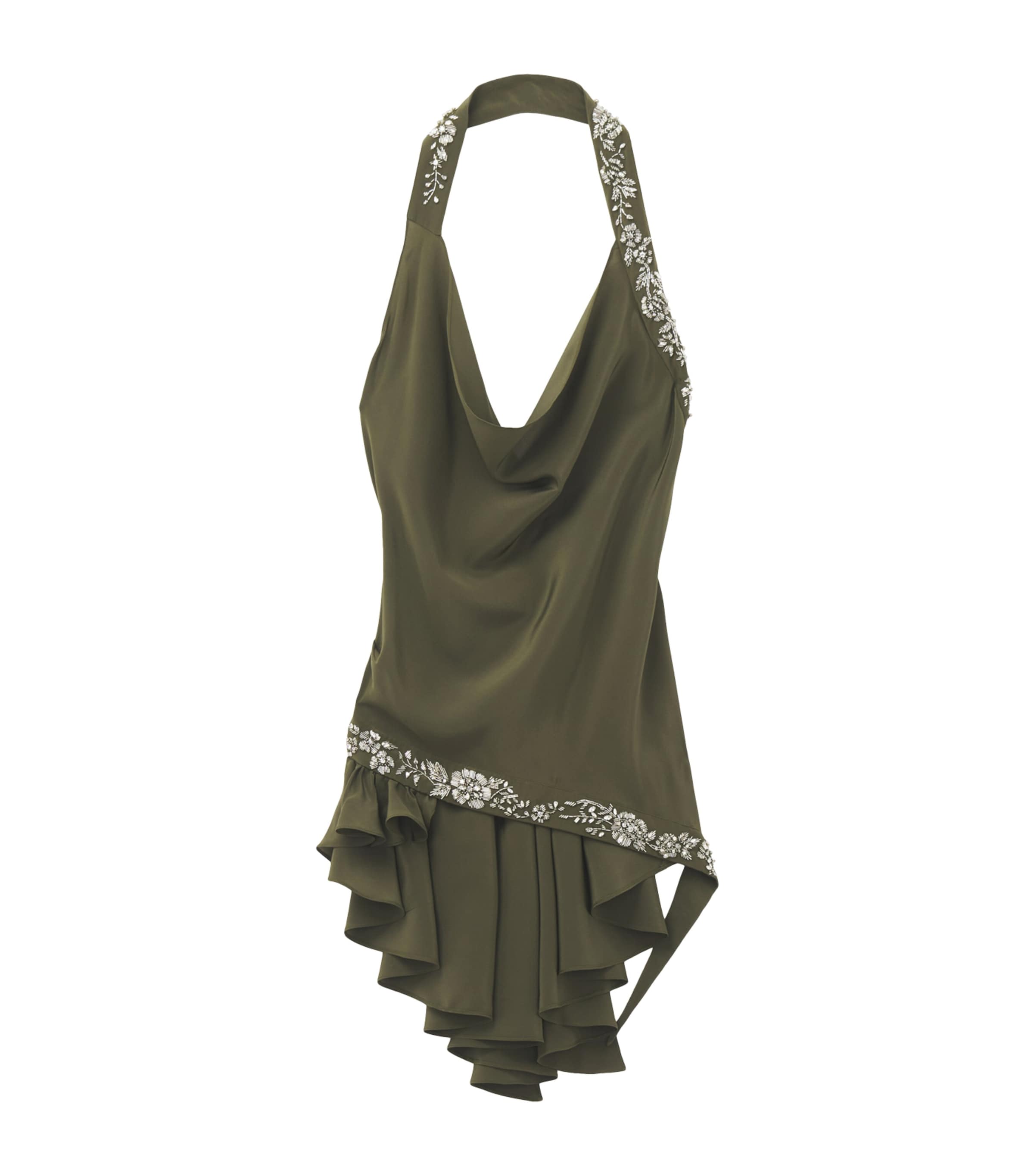 McQueen Womens Silk Cowl-Neck Halterneck Top Image 1